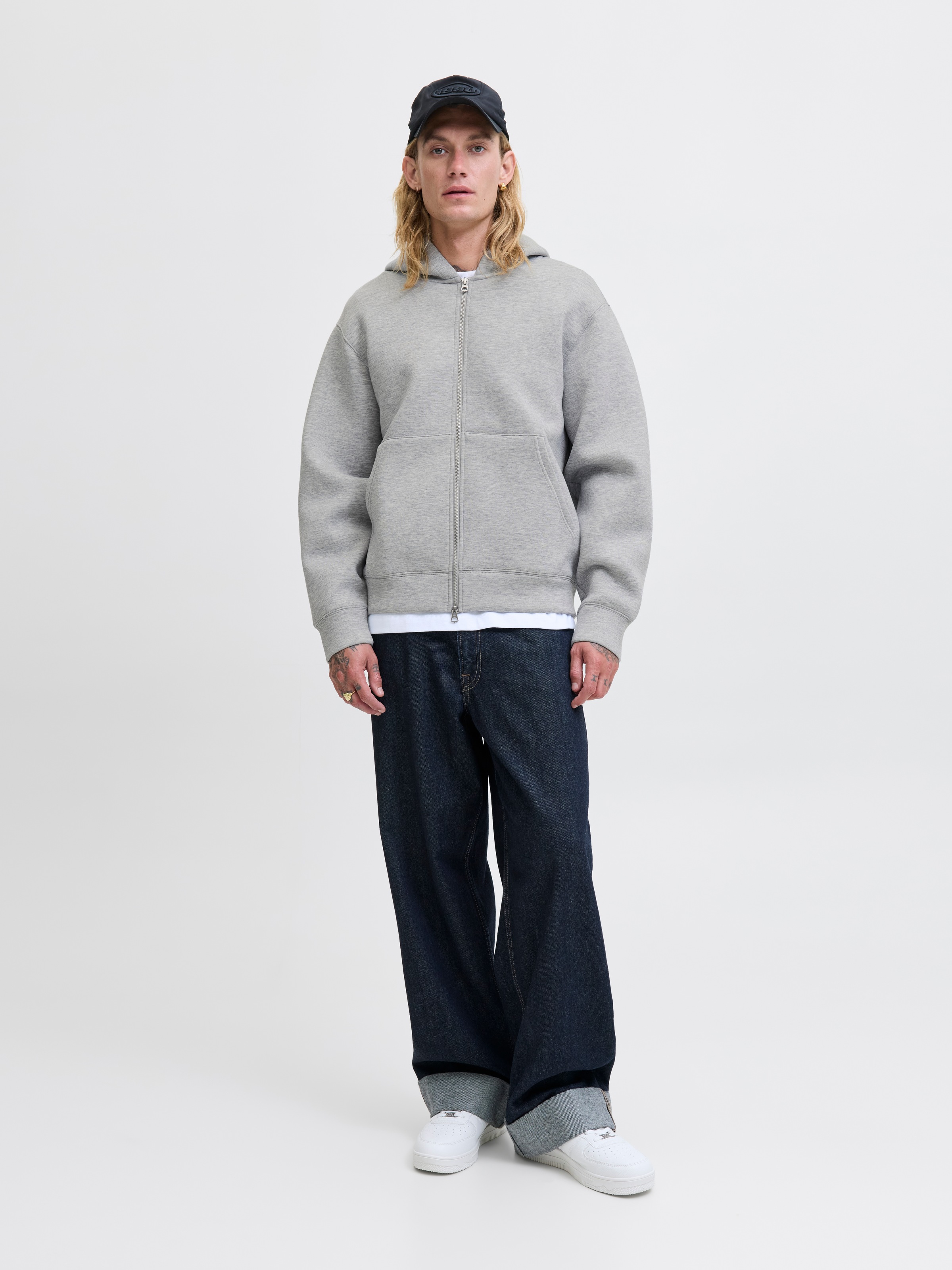 Jack & Jones Sweat-shirt à Zip Cover Scuba Light Grey Melange XL Homme 4
