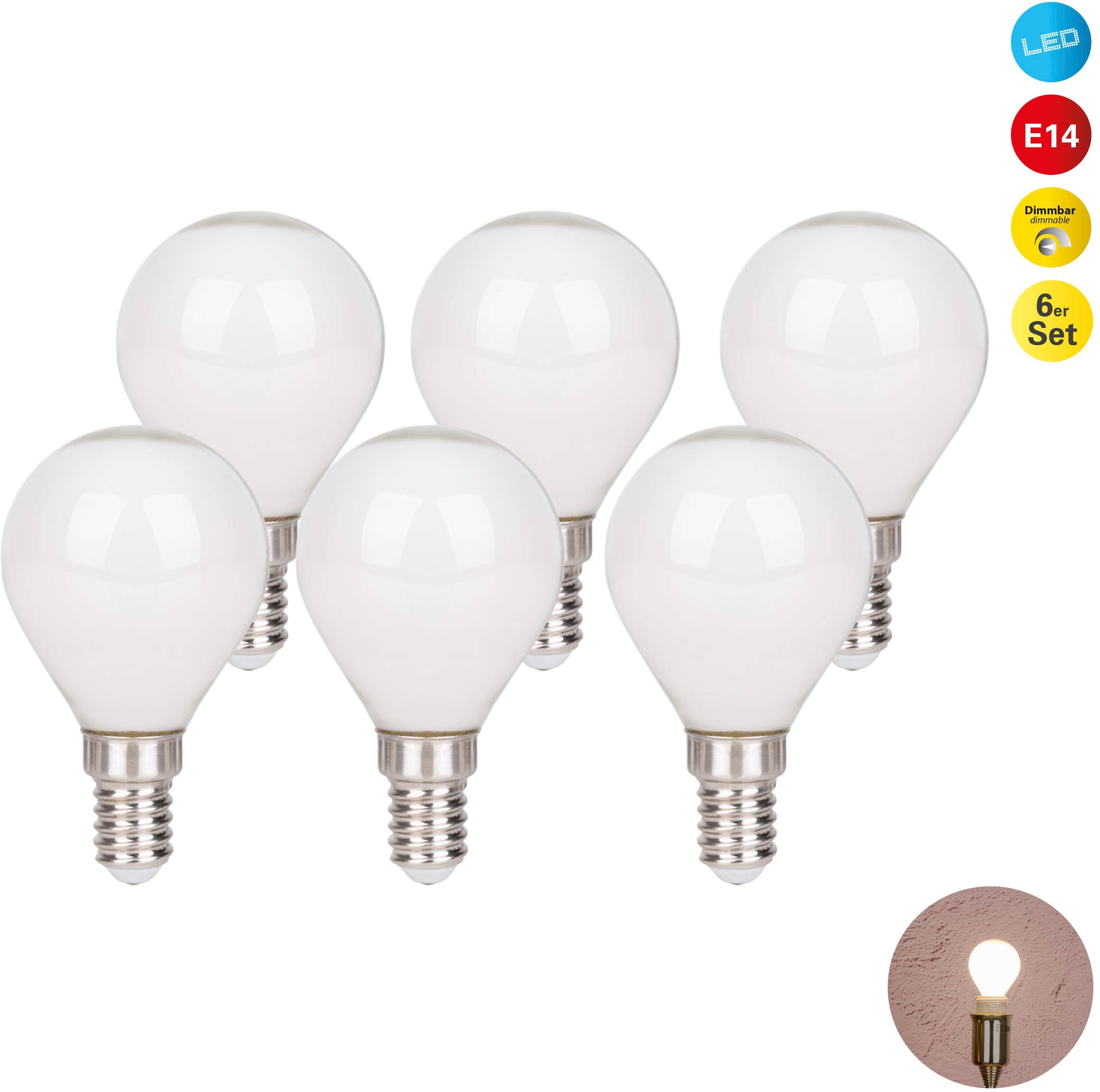 NÄVE LED-Leuchtmittel "Daffy", Ø:4,5cm, weiß, Leuchtmittel, 6er Set