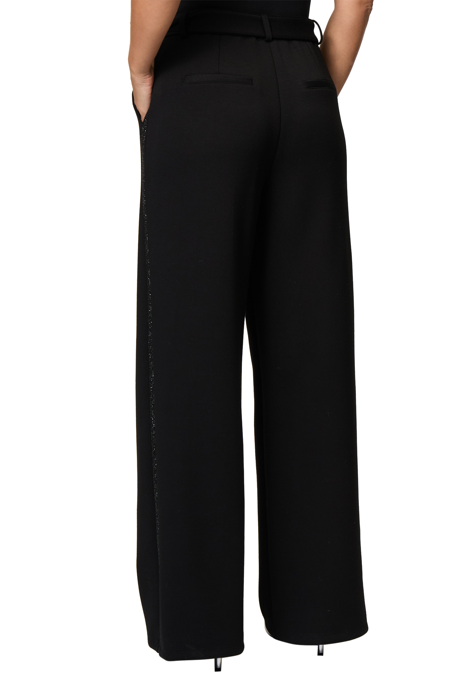 Zero Stoffhose »zero Hose weit mit Glitzerstreifen 32 Inch«, Gürtel