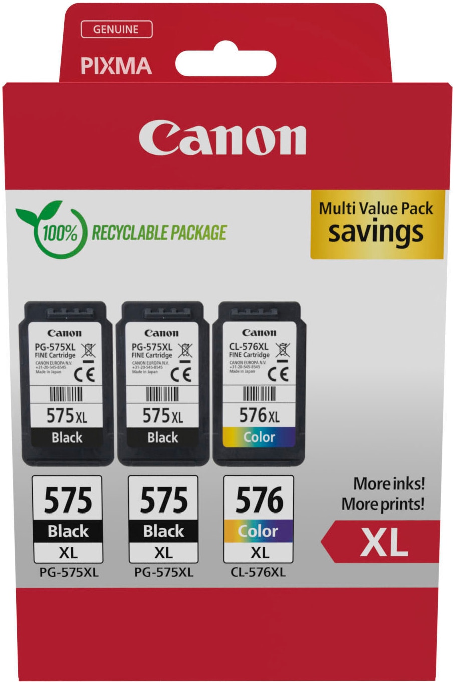 Canon Tintenpatrone »Multipaket mit zwei ergiebigen Canon PG-575XL / einer CL-576XL«, (Packung, 3 St.)