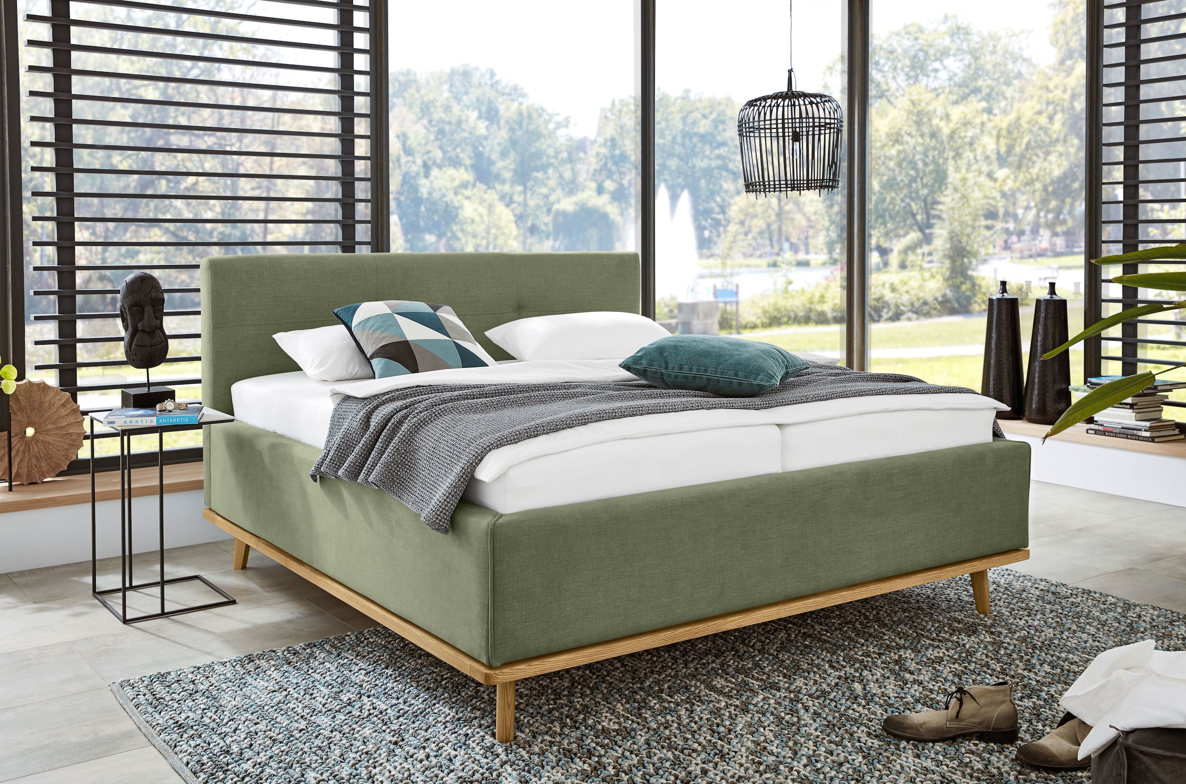 Musterring Polsterbett "Delphi" Eicherahmen massiv, Kopfteil mit Steppung günstig online kaufen