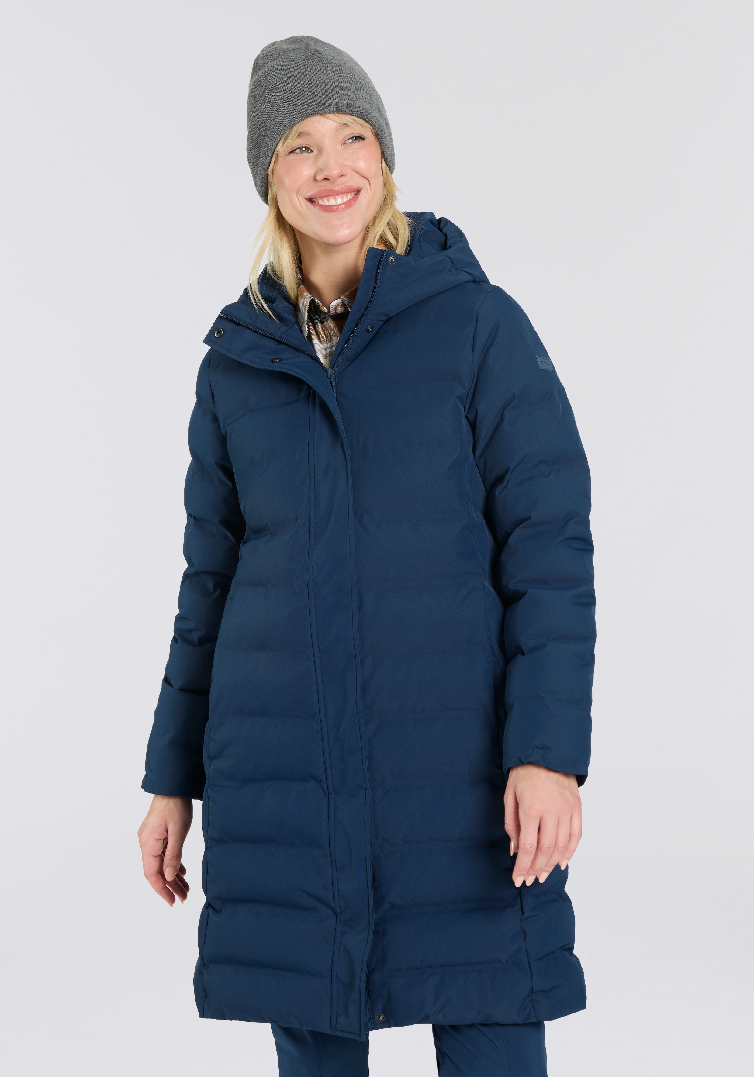 CMP Wintermantel "WOMAN COAT FIX HOOD" wärmend, winddicht, wasserabweisend, mit Kapuze, aus Polyester