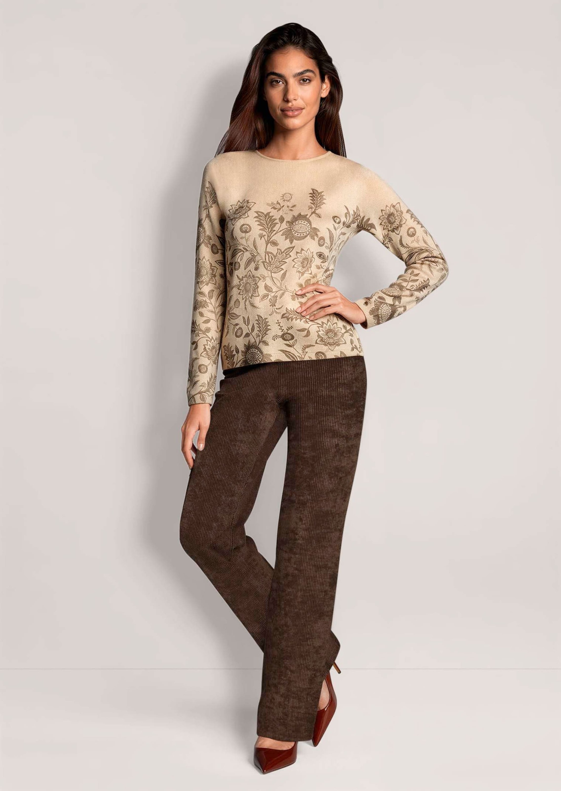 MADELEINE Longpullover »Pullover Kaschmirpullover mit botanischem Print«