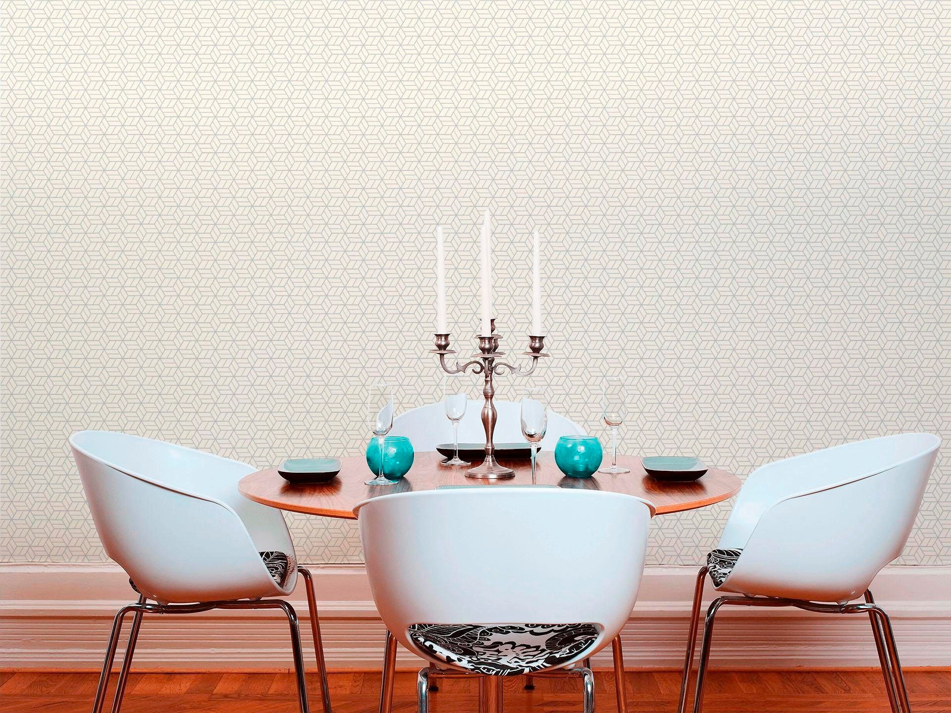living walls Vliestapete »Metropolitan Stories Lizzy London«, 3D-Optik-geometrisch-grafisch, Grafik Tapete Geometrisch Metallic Tapeten Wohnzimmer Schlafzimmer