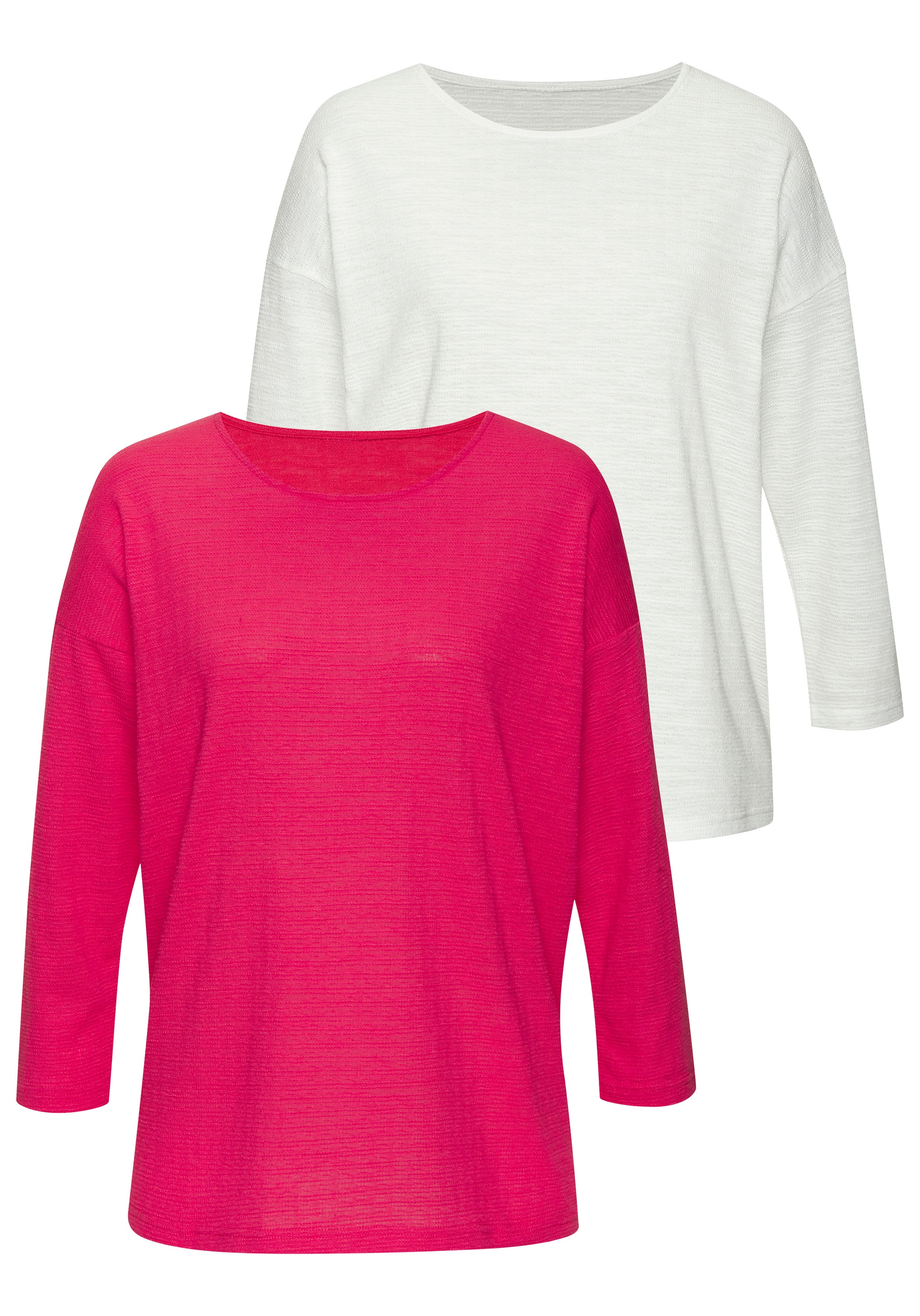 Vivance Langarmshirt "mit modischer Struktur" 2er-Pack, aus bügelfreier, luftiger Qualität mit Baumwolle
