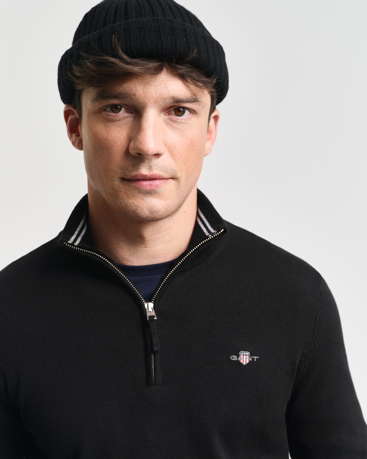 Gant Troyer »CLASSIC COTTON HALF ZIP«, mit gerippten Details