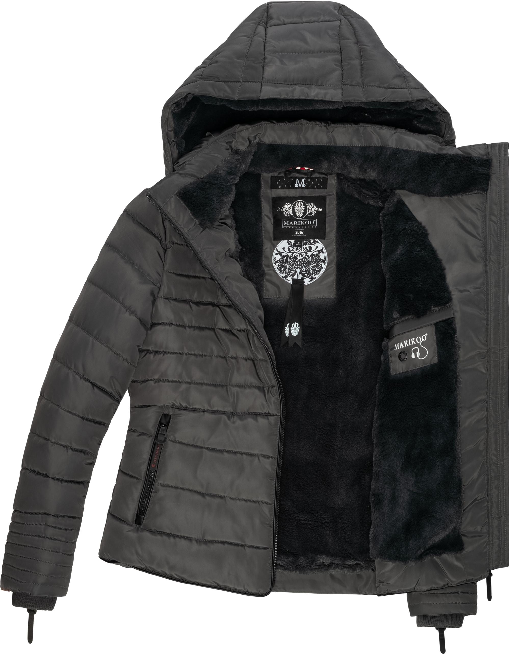 Marikoo Winterjacke »Amber«, mit Kapuze, stylische Steppjacke mit Teddyfutter
