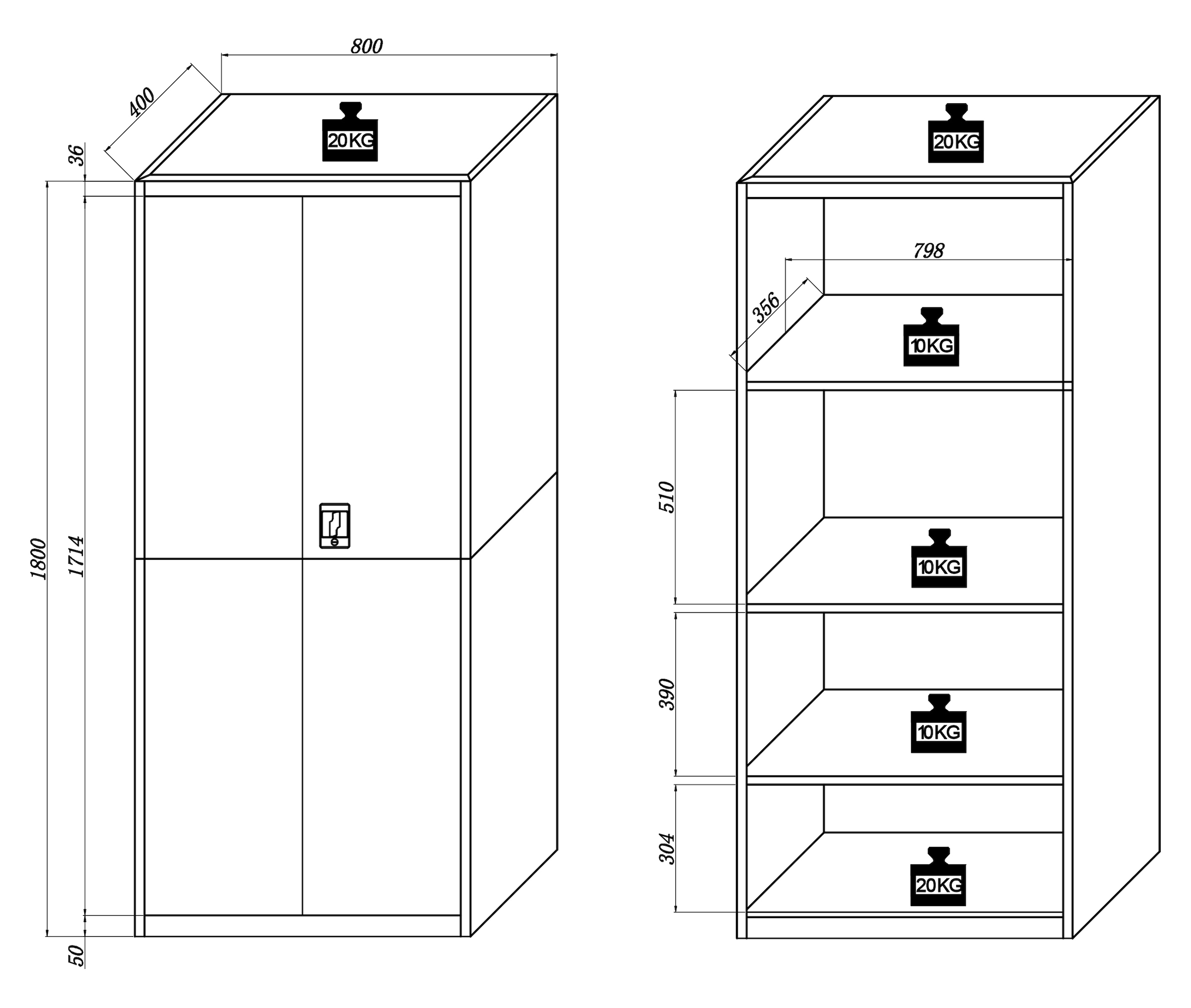 VCM Aktenschrank »Büroschrank Stahlschrank abschließbar Malivo 4fach« 1 Stk. tlg.