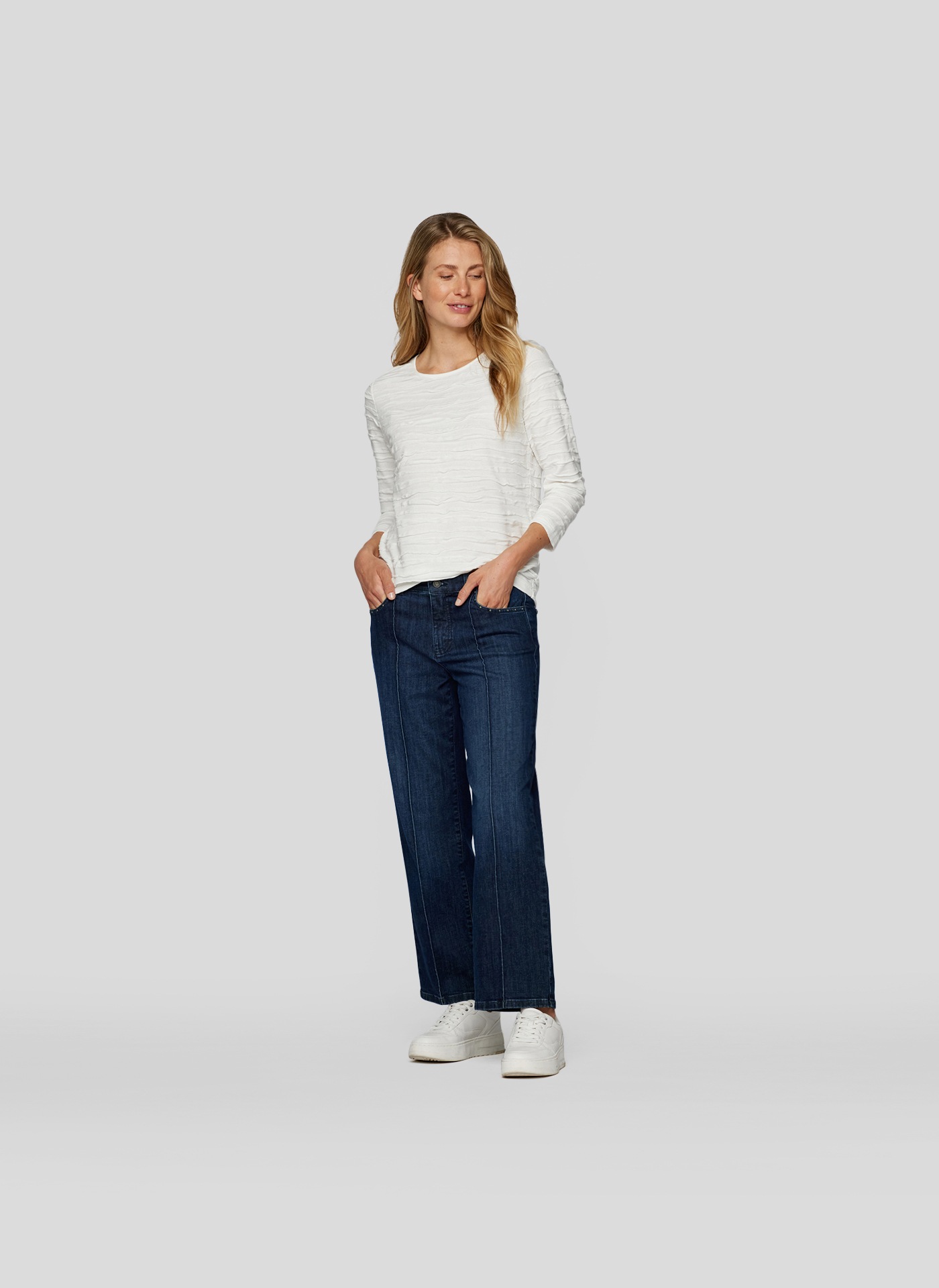 Rabe 3/4-Arm-Shirt, mit Wellen-Struktur