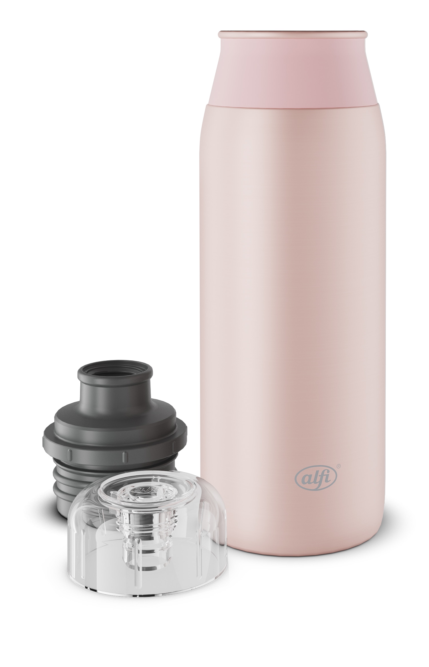 Alfi Trinkflasche »ELEMENT BOTTLE, Edelstahlkörper, spülmaschinenfest«, (1 tlg.), 0,6l, Free-Flow Trinksystem mit intuitivem Schraubverschluss