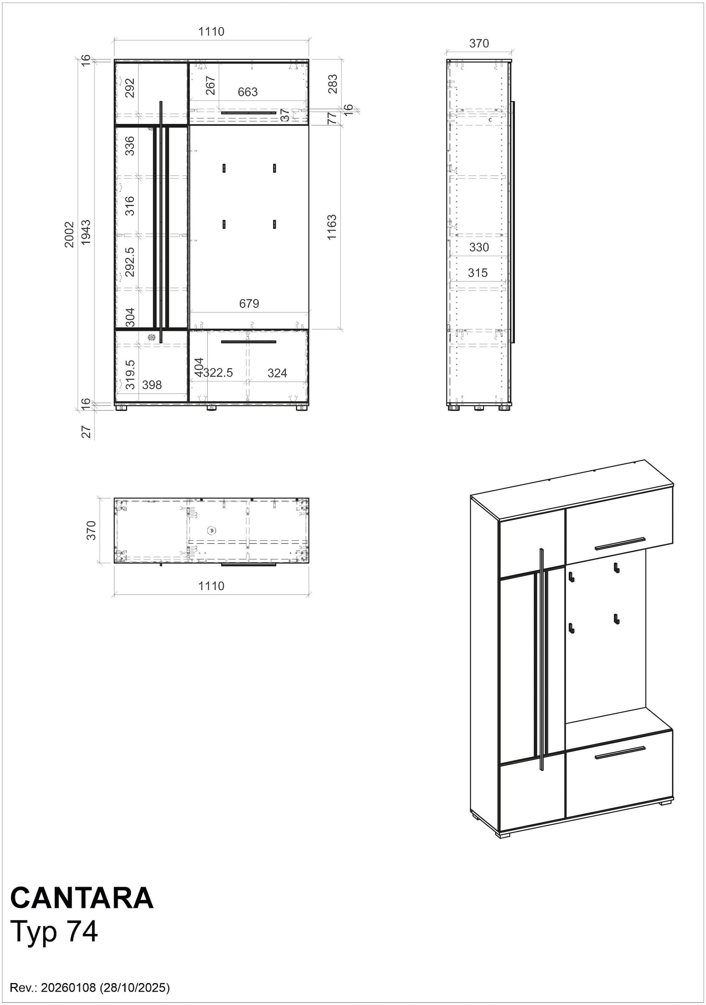 Home affaire Kompaktgarderobe »Cantara Flurgarderobe, modern, 2 Farben, 111 cm breit« vielseitig einsetzbar, unterschiedliche Stauraummöglichkeiten