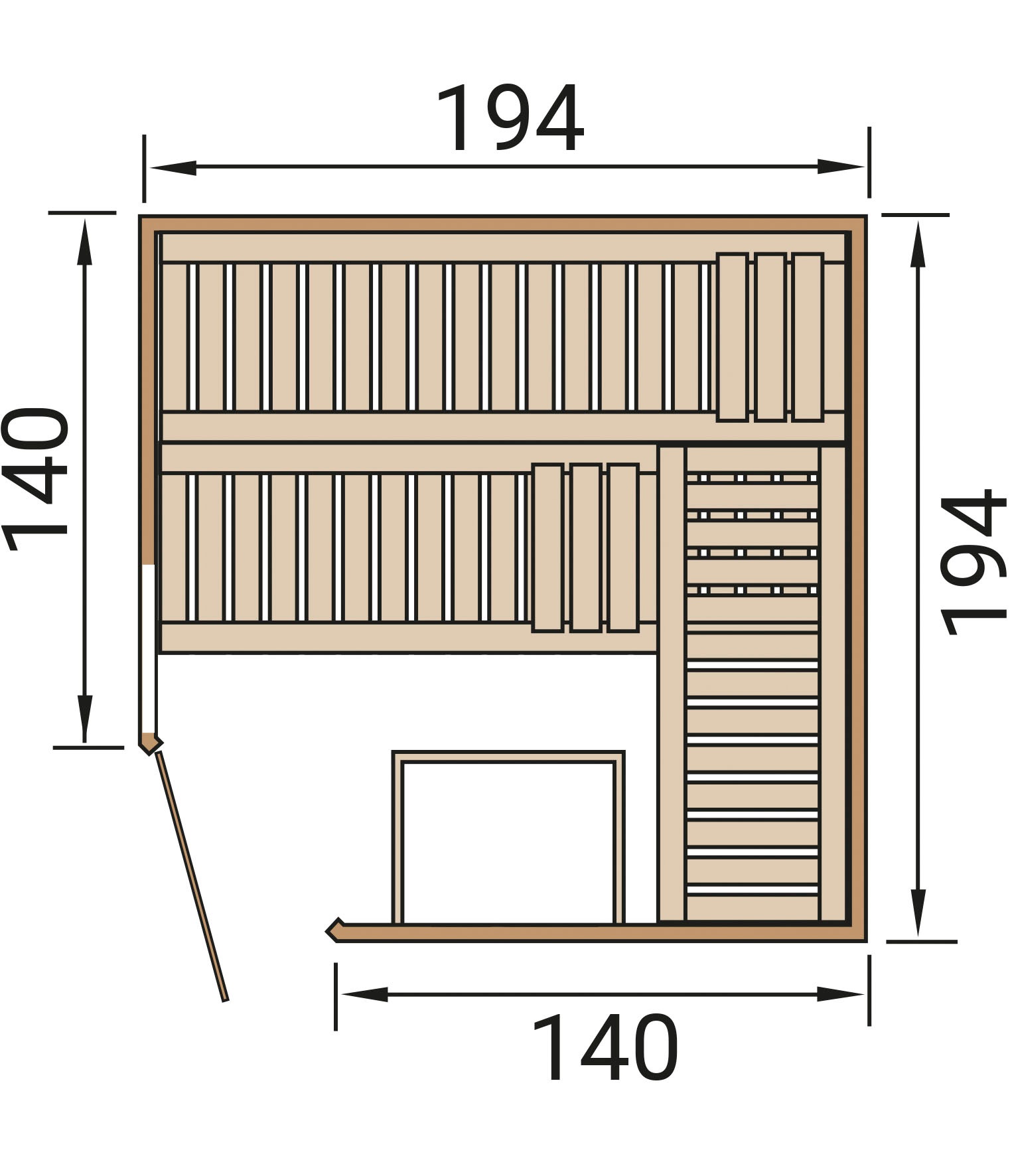 weka Sauna »Element-Ecksauna VARBERG 3« vorgefertigte Elemente, moderne Ganzglastür, bodenl. Fensterelement