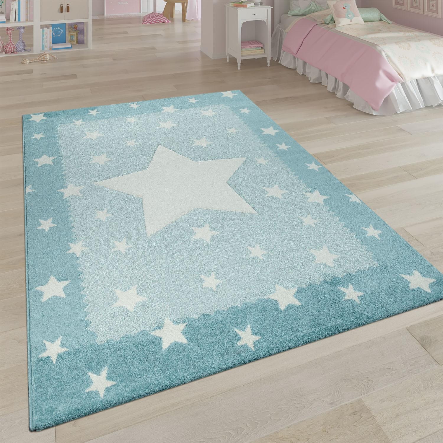 Paco Home Kinderteppich Pastell-Farben, mit Sterne, BAUR Bordüre, »Ela rechteckig, Kinderzimmer | 398«, 3D-Design, Motiv