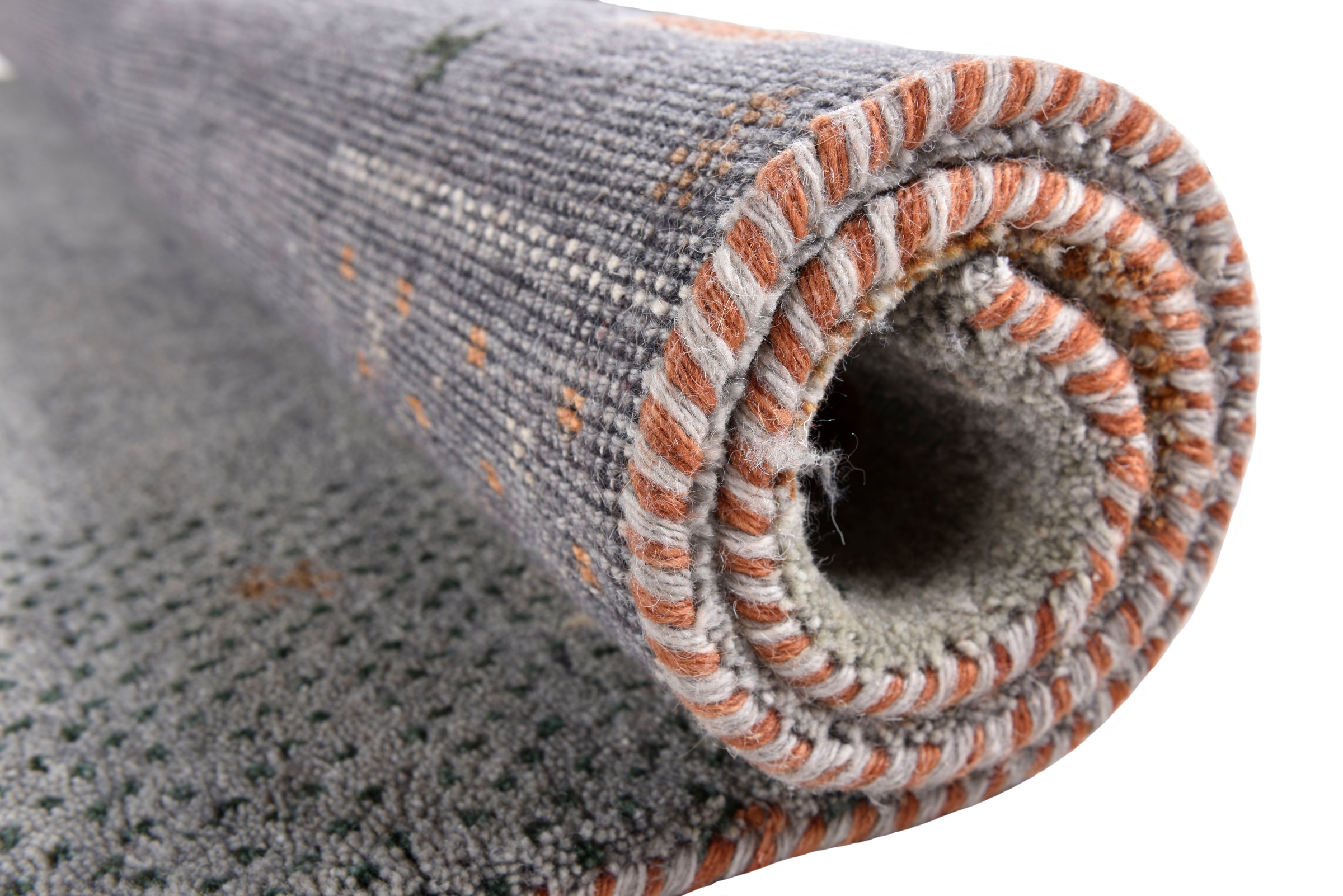 Wollteppich THEKO "Denver 1999", grau, B:70cm H:16mm L:140cm, Schurwolle, Teppiche, reine Wolle, Gabbeh Design, handgeknüpft, mit Bordüre 3