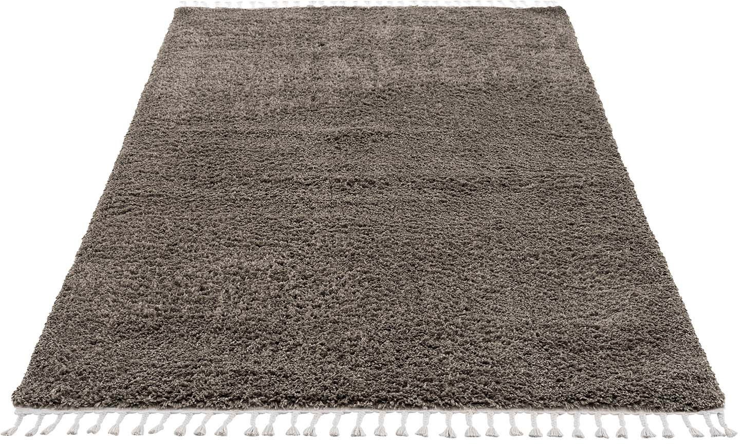 Carpet City Hochflor-Teppich »Pulpy 100«, rechteckig, 30 mm Höhe, Läufer, weich, mit Fransen, uni, viele Größen, Wohnzimmer, Schafzimmer