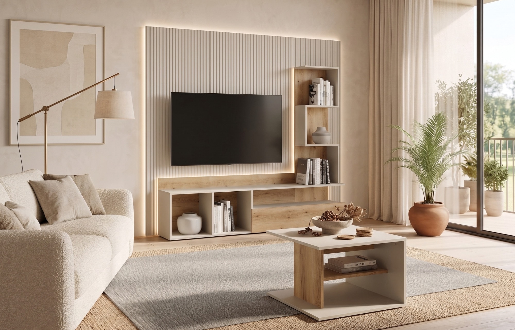 Home affaire Wohnwand »LUMIA TV-Lowboard mit Regal, wahlweise mit Beleuchtung, viel Stauraum«