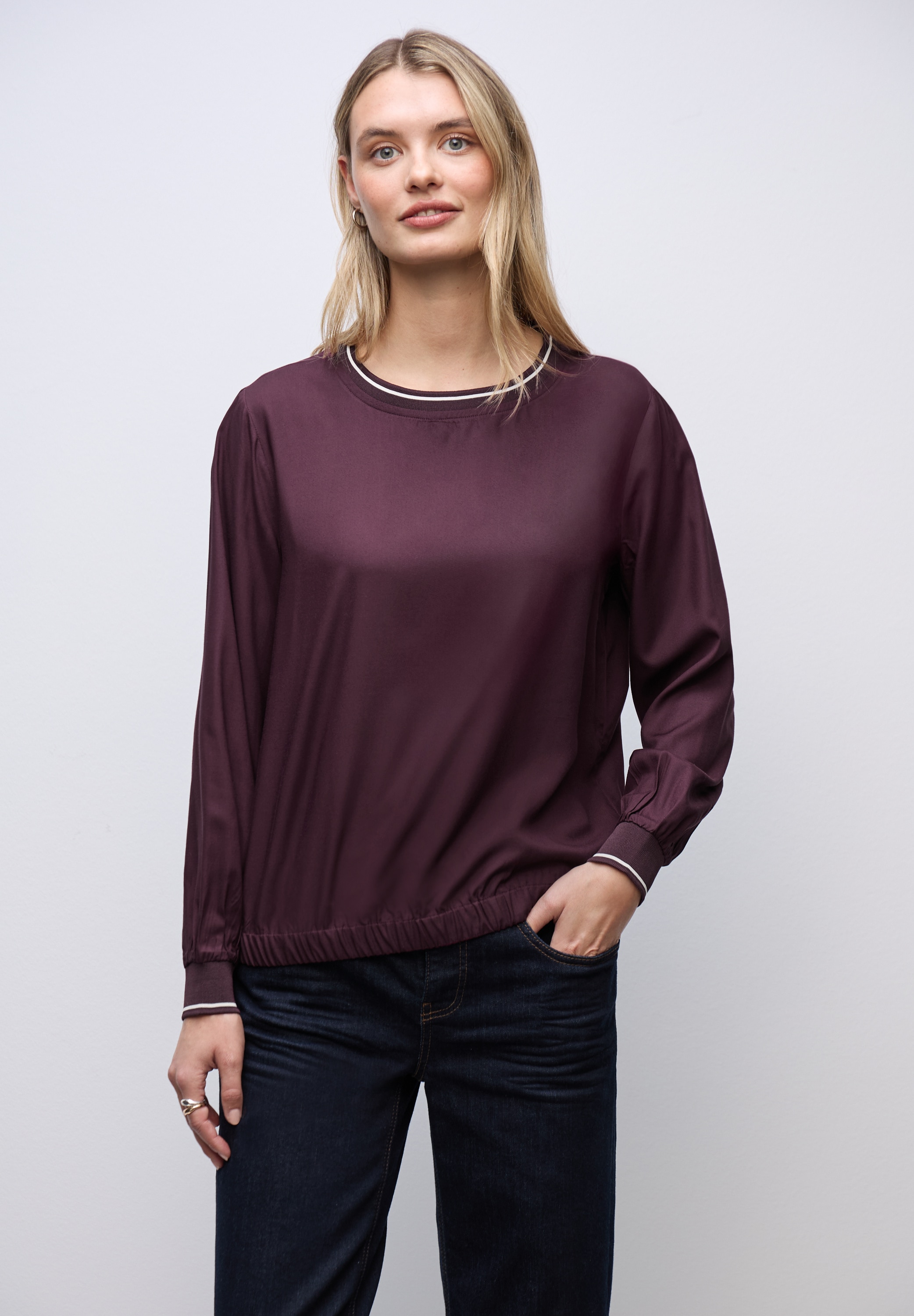 STREET ONE Langarmbluse mit Elastiksaum günstig online kaufen