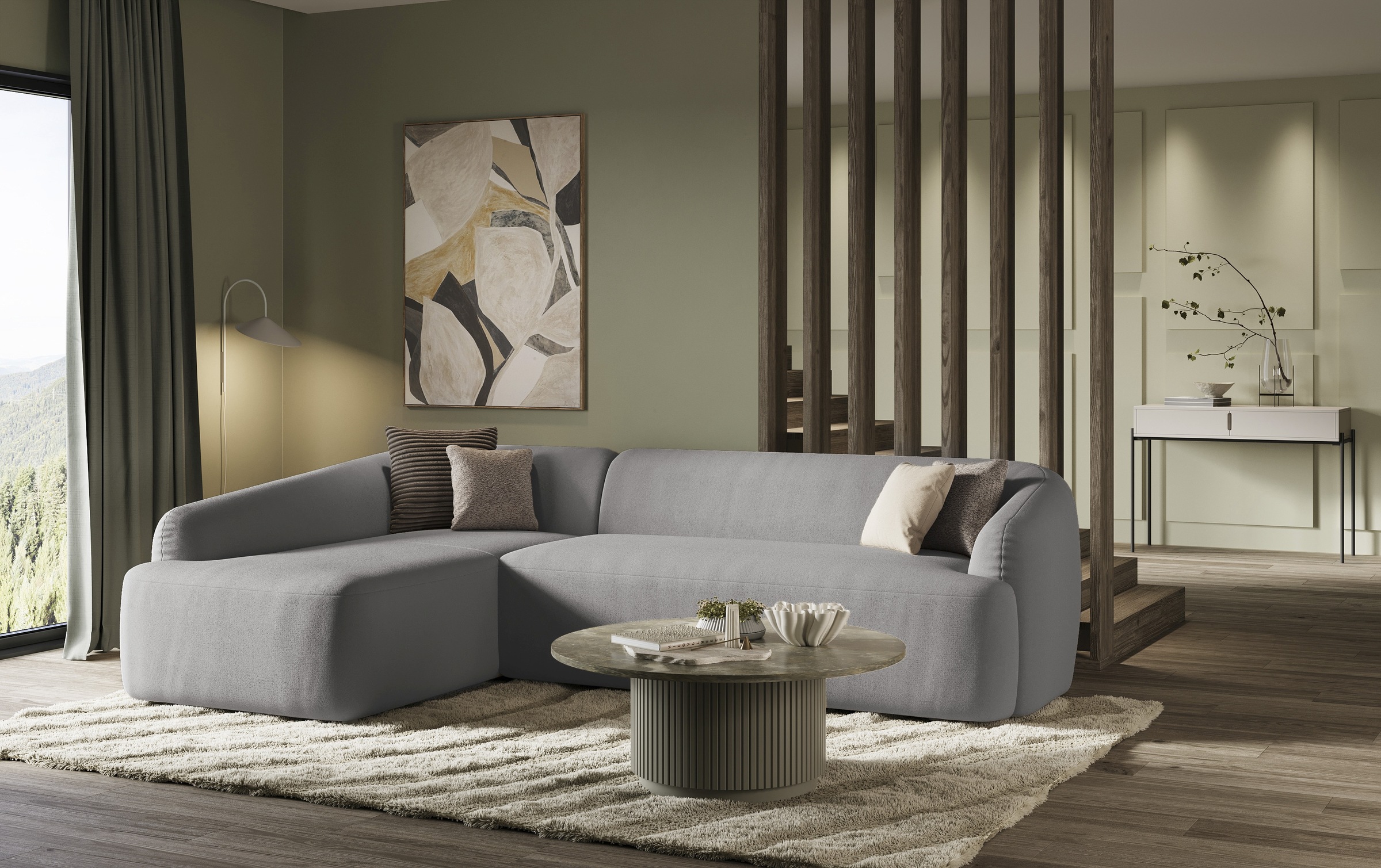 INOSIGN Ecksofa "Nergal, organisches Design, Breite 296cm, L-Form" Modernes günstig online kaufen