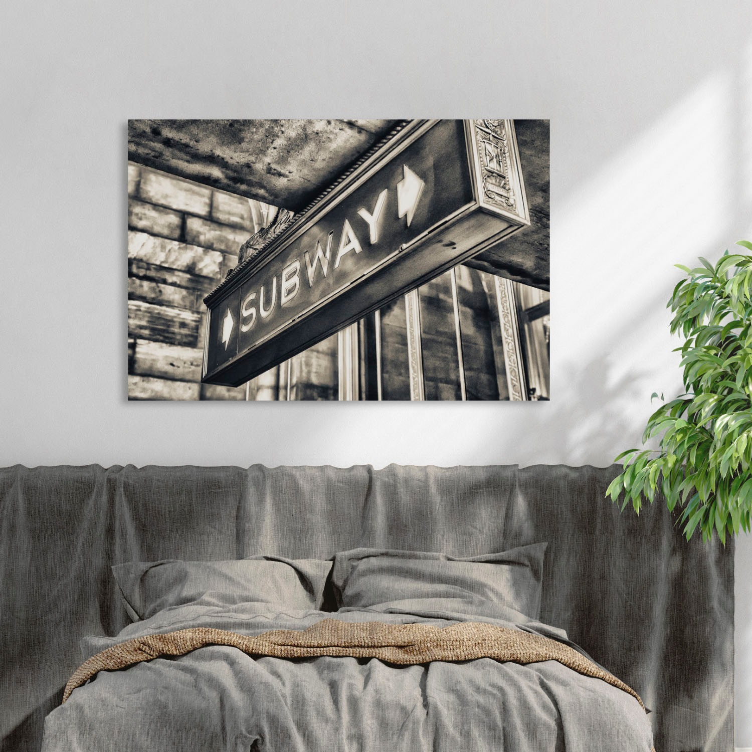 queence Acrylglasbild »SUBWAY Schild«, Elemente der Architektur-Schriftzug-Schwarz-Weiß-Schilder, Fine Art-Print in Galeriequalität