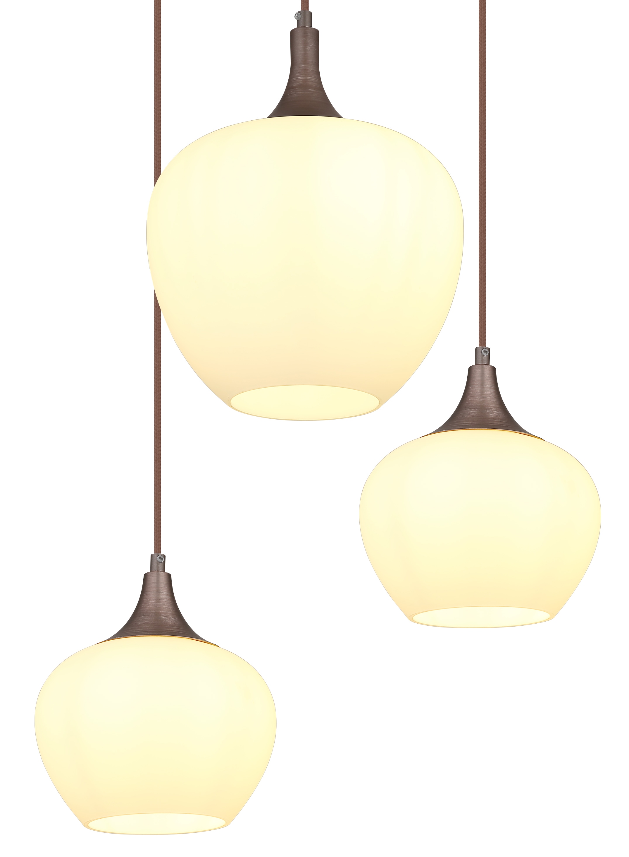 GLOBO LIGHTING Hängeleuchte »MAXY«, Leuchtmittel E27 | ohne Leuchtmittel, Hängelampe/Pendell./kaffeefarben/Glas opal/ unterschiedliche Gläser