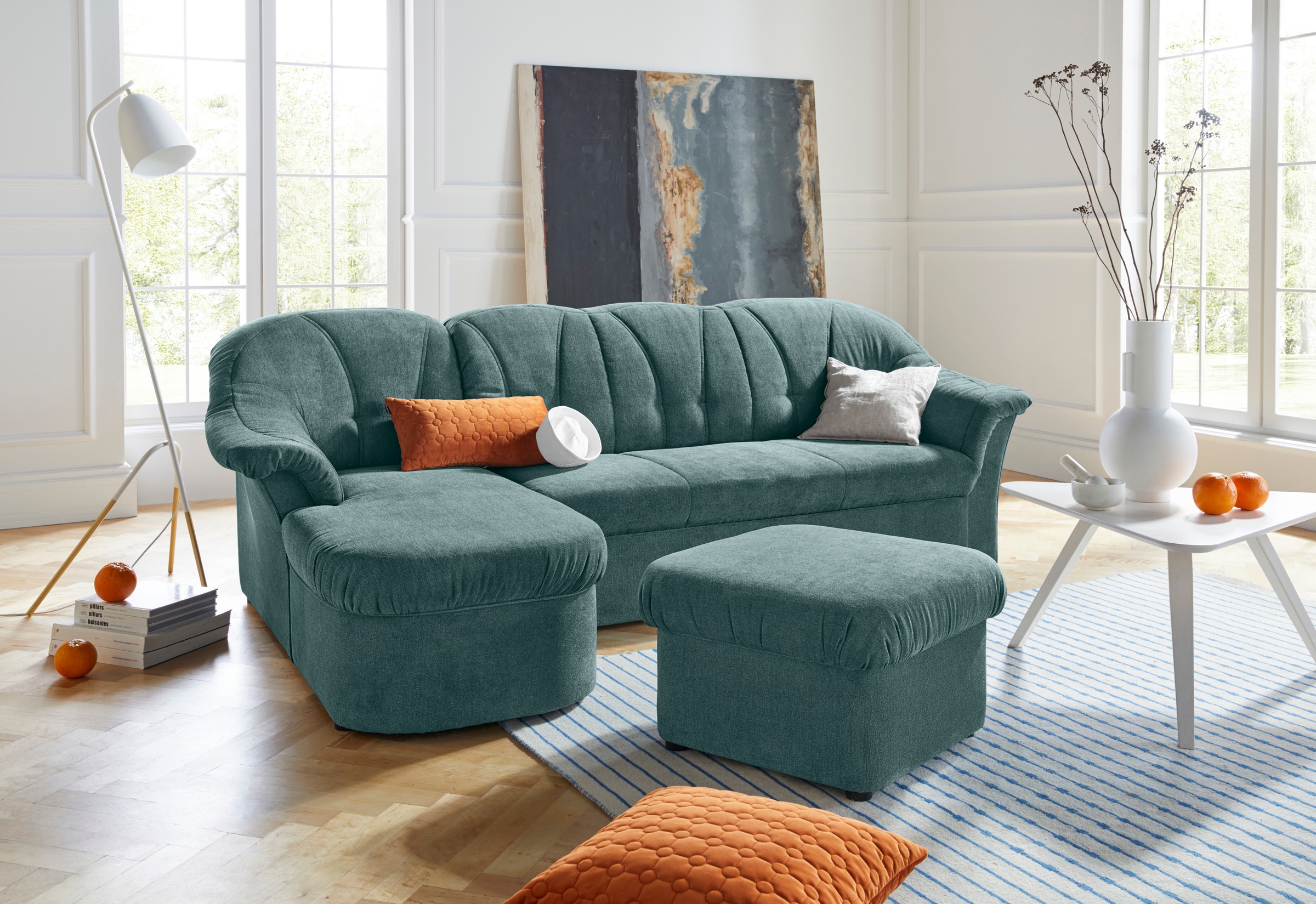 DOMO collection Ecksofa "Pegnitz, elegante Rückensteppung, komfortabel, Bre günstig online kaufen