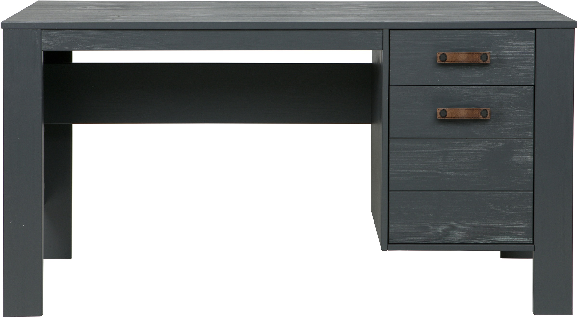 WOOOD Schreibtisch »Julius FSC®-Kiefernholz, gebürstet, mit zwei Schubladen 141x59x74 cm« Gebürstete Oberfläche, sichtbare Maserung, wasserbasiert lackiert
