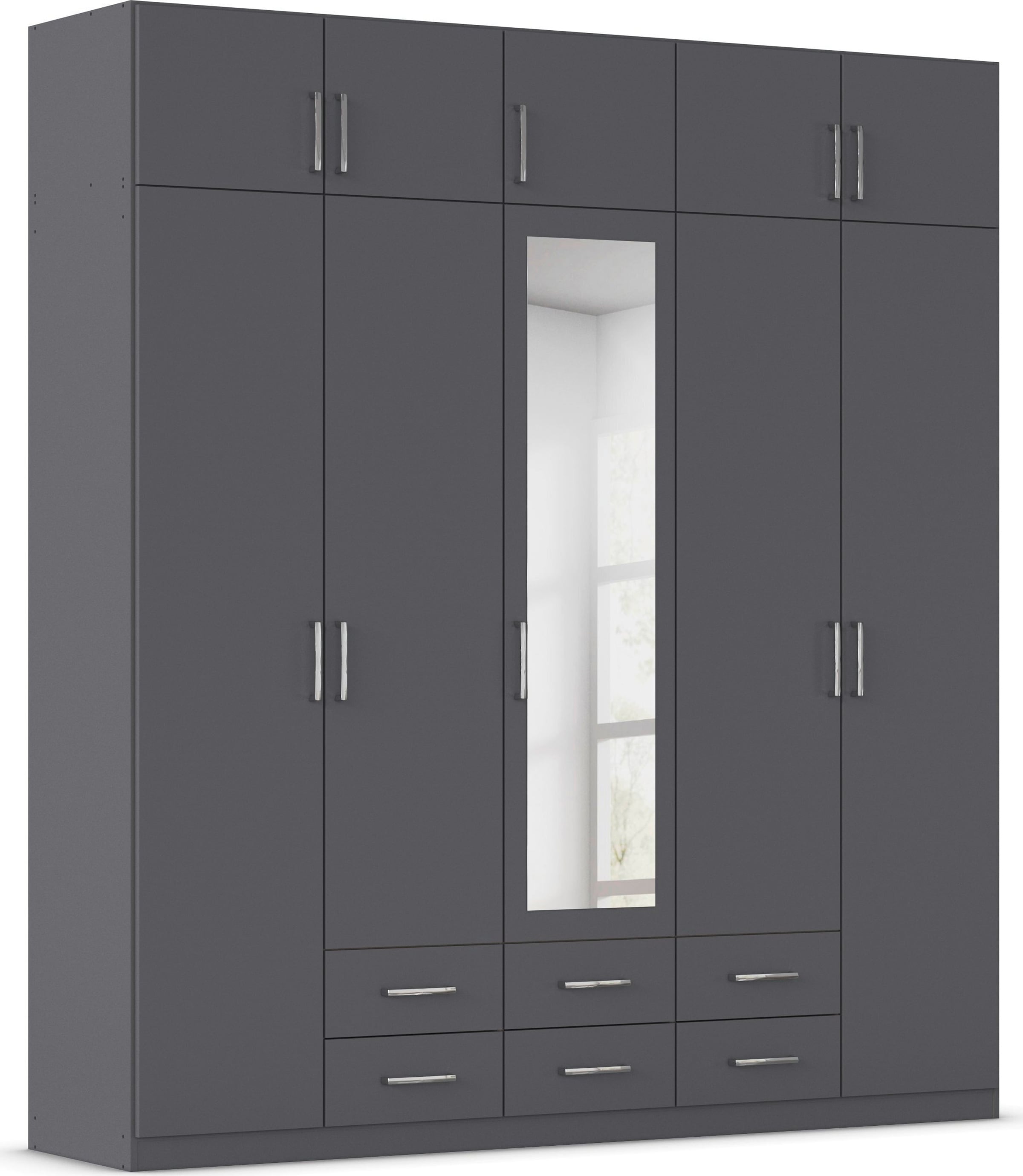 rauch Kleiderschrank "Schrank Garderobe Wäscheschrank GAMMA in 4 Breiten 91-226 cm" 3 verschiedene Ausstattungen BASIC/CLASSIC/PREMIUM (inkl. SOFT-CLOSE), mit Schubladen und Schrankaufsatz sowie Spiegel MADE IN GERMANY