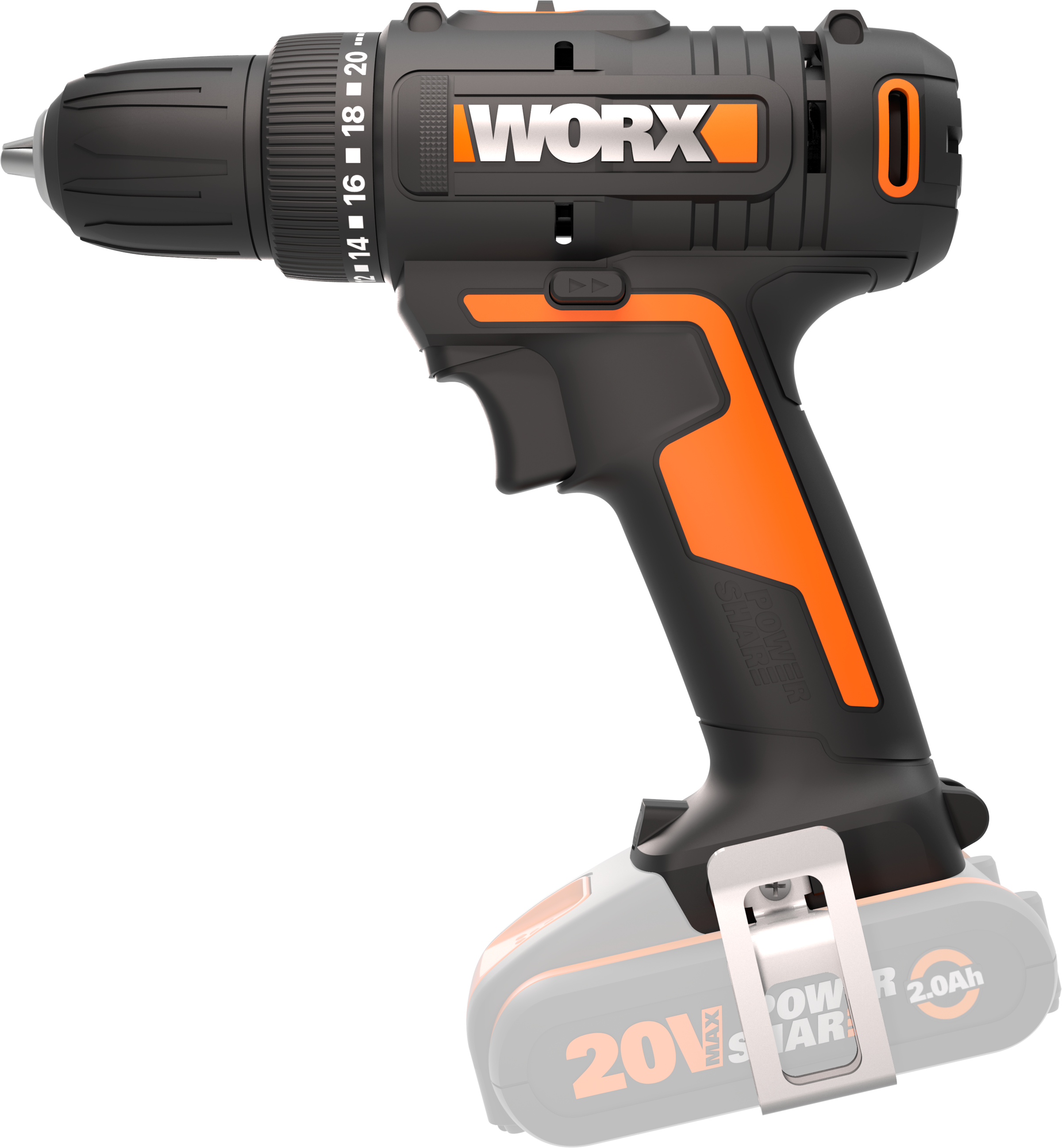 Worx Akku-Bohrschrauber »WX100.9«, zum Bohren & Schrauben, 20+1 Drehmoment, ohne Akku & Ladegerät