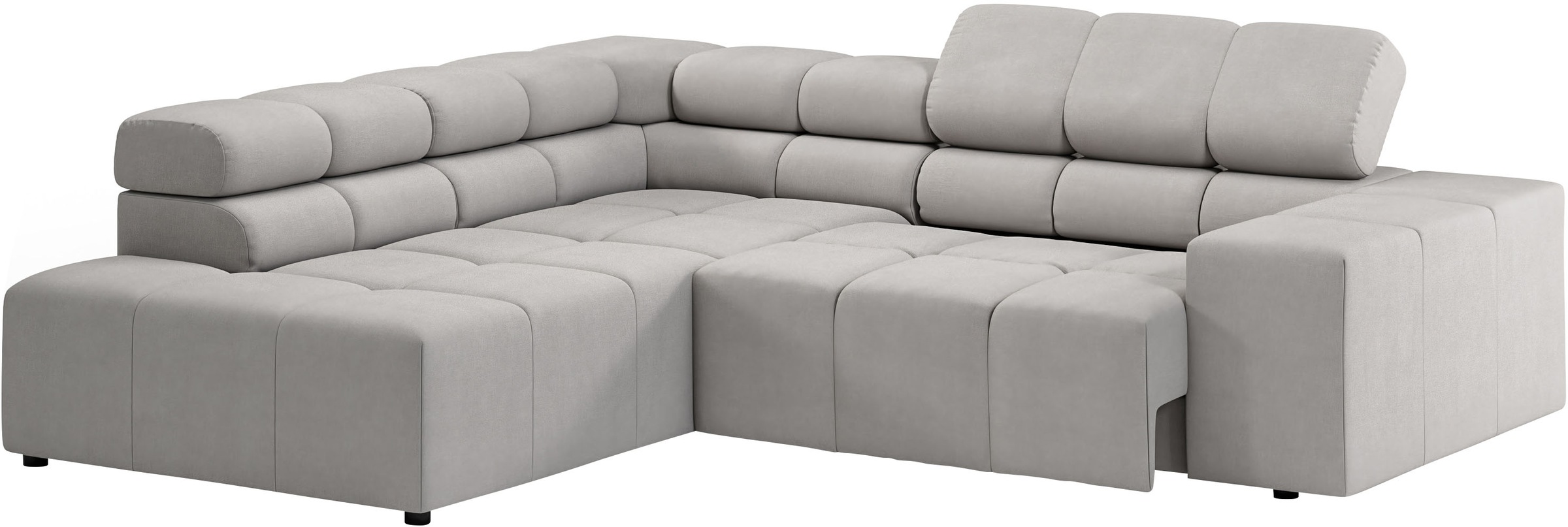 INOSIGN Ecksofa »Ancona, incl. Kopfteilverstellung + 3 Zierkissen, L-Form, bequem«, wahlweise motorische Sitztiefenverstellung, B/T(H: 249/215/70 cm