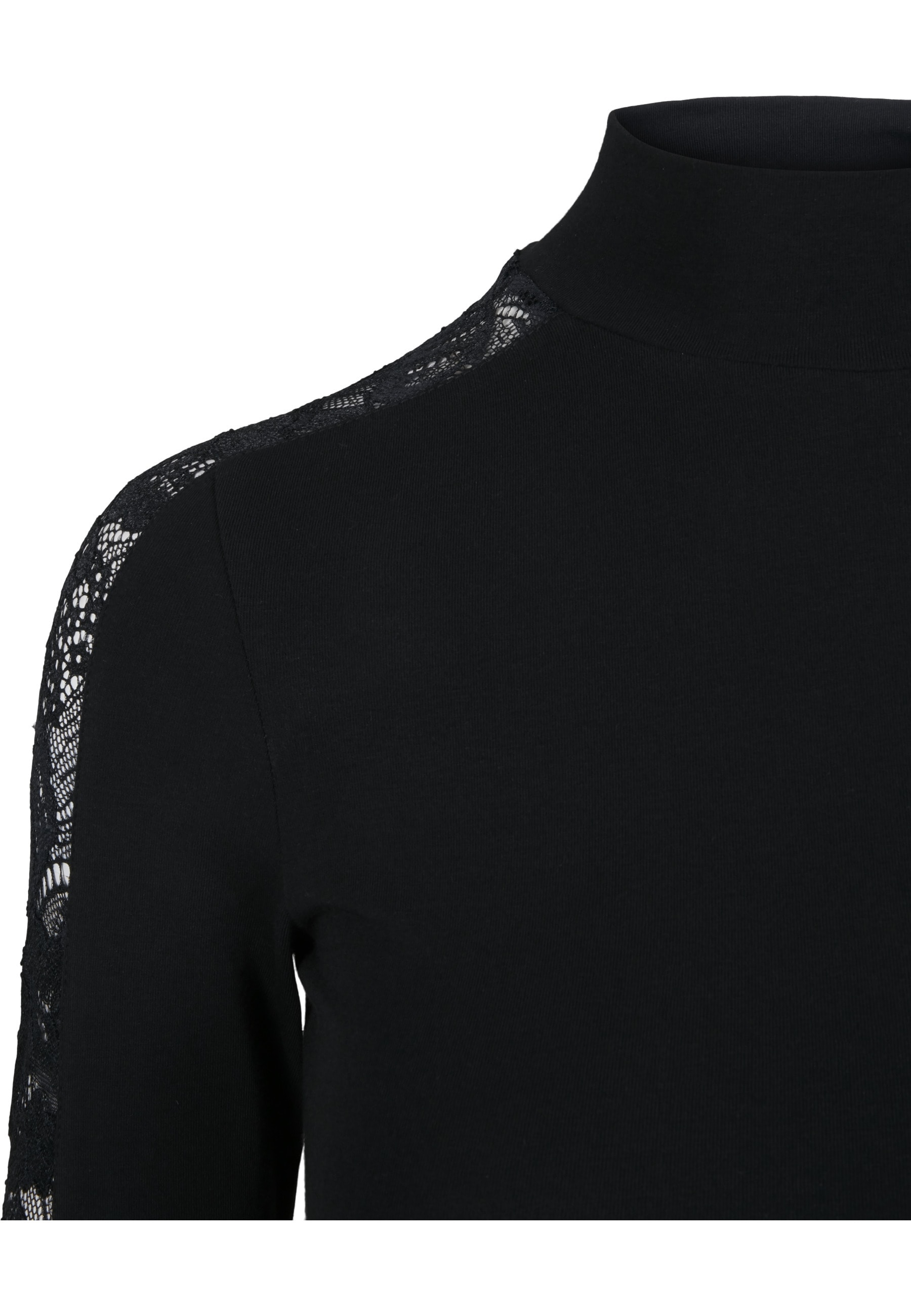 URBAN CLASSICS T-Shirt »Urban Classics Damen Ladies Lace Striped LS« 1 Stk.