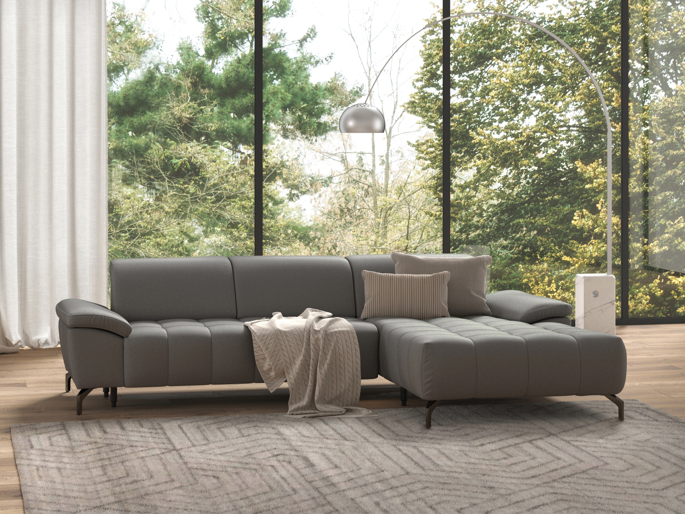 sit&more Ecksofa "Cool L-Form" wahlweise mit Kopfteilverstellung und Vorziehsitz, motorisch