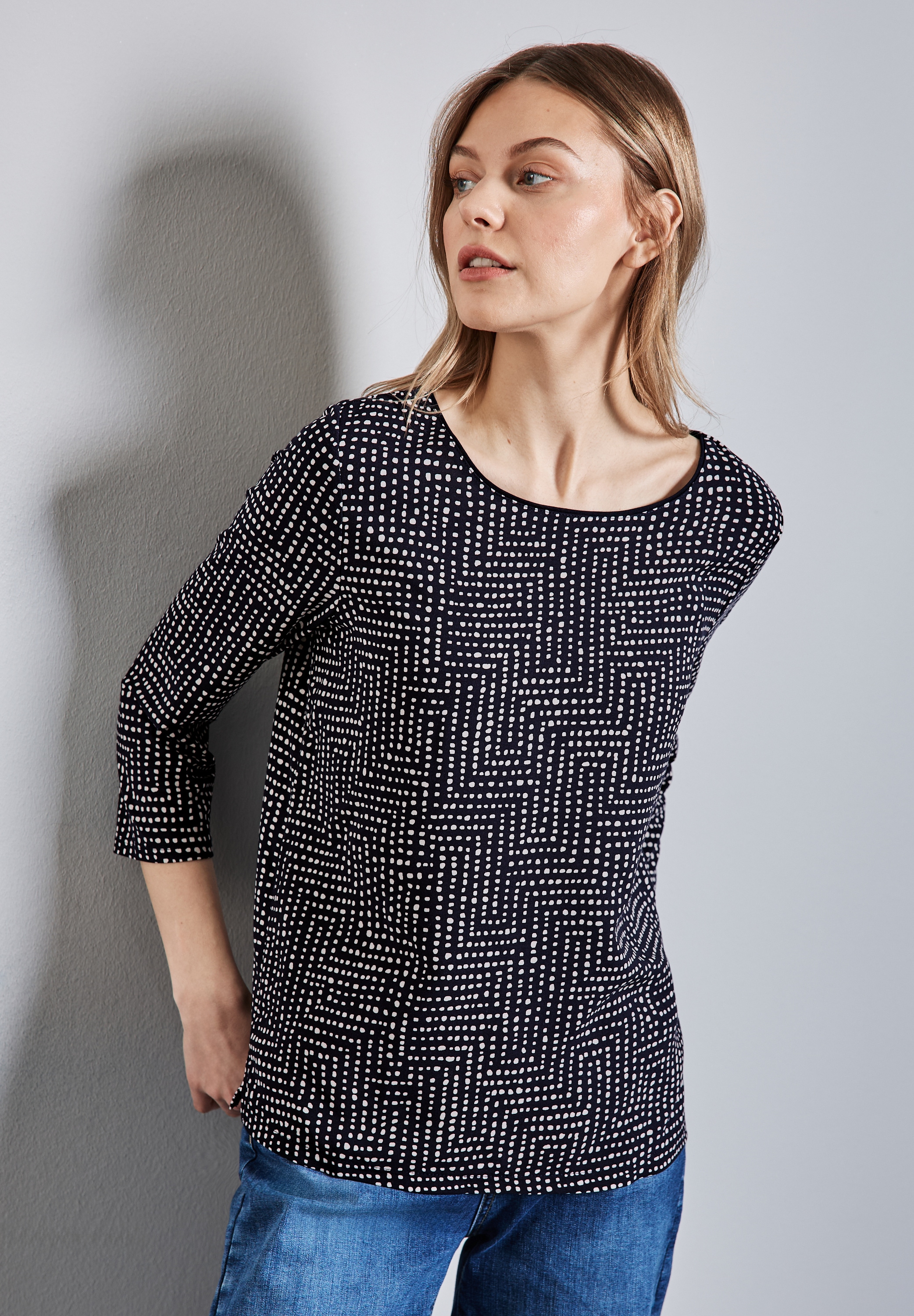 STREET ONE 3/4-Arm-Shirt "EVI", mit All-Over Print günstig online kaufen