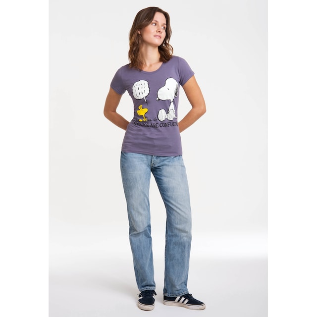 kaufen Frontprint BAUR T-Shirt »Snoopy Peanuts«, niedlichem - mit online | LOGOSHIRT