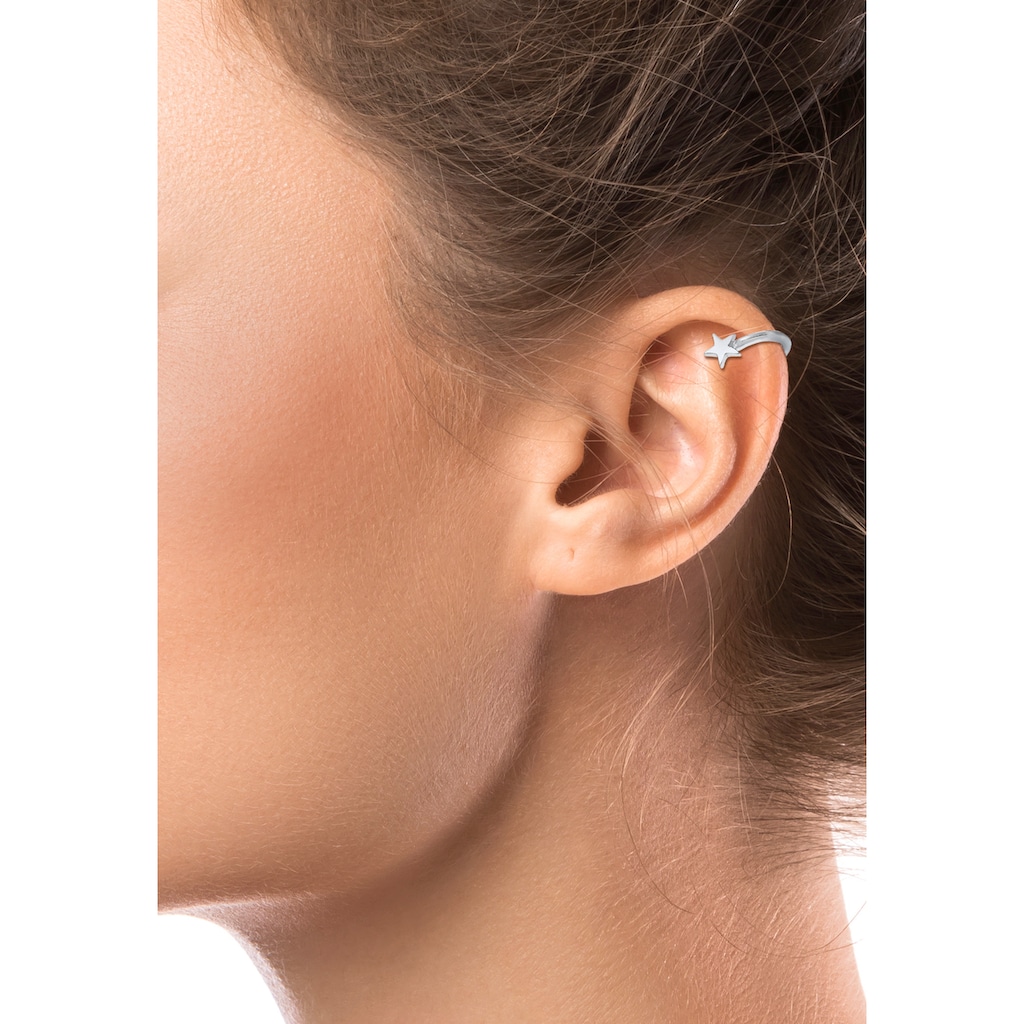 Elli Paar Ohrhaken »Earcuff Klemme Halbmond Stern Astro 925 Silber«