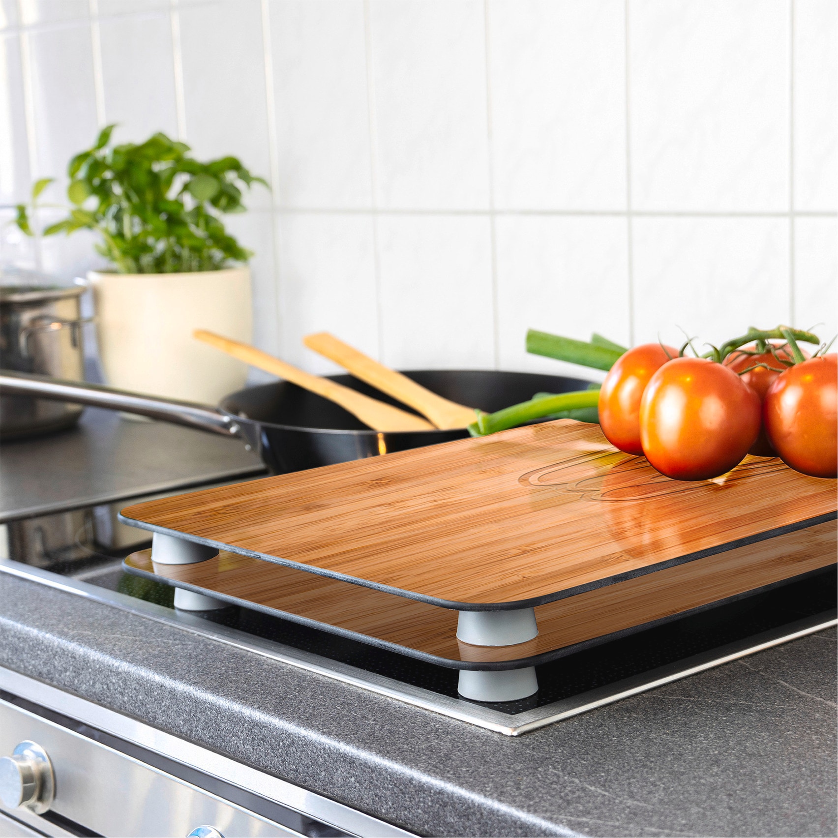 WENKO Herd-Abdeckplatte »Universal Modell Lunch«, (Set, 2 tlg.), Herdabdeckung für alle Herdarten, kratzfest, mit rutschfesten Füßen