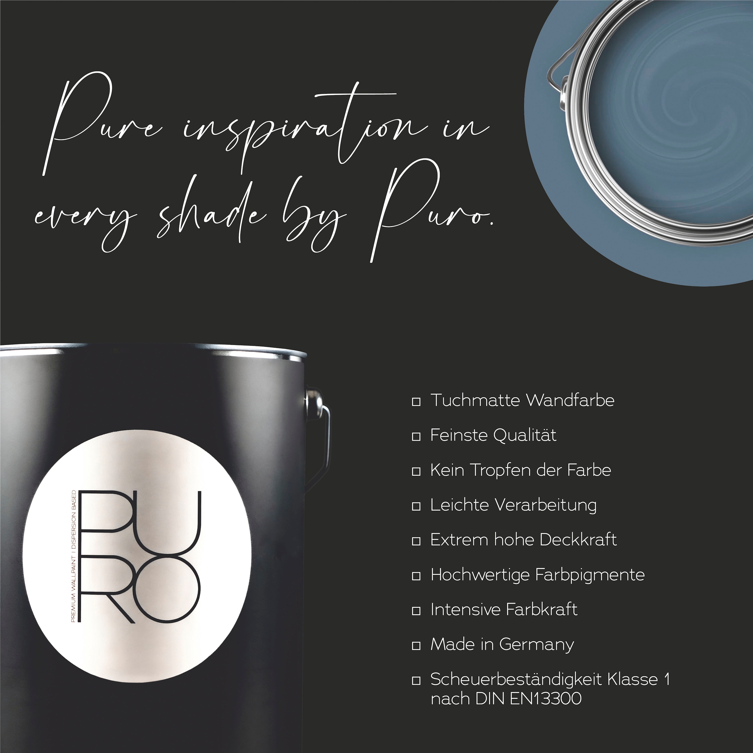 A.S. Création Wandfarbe »Premium Innenwandfarbe PURO Tuchmatt ocean blue« ideal für Wohnzimmer, Schlafzimmer, Flur und Küche, Farbwelt Blau