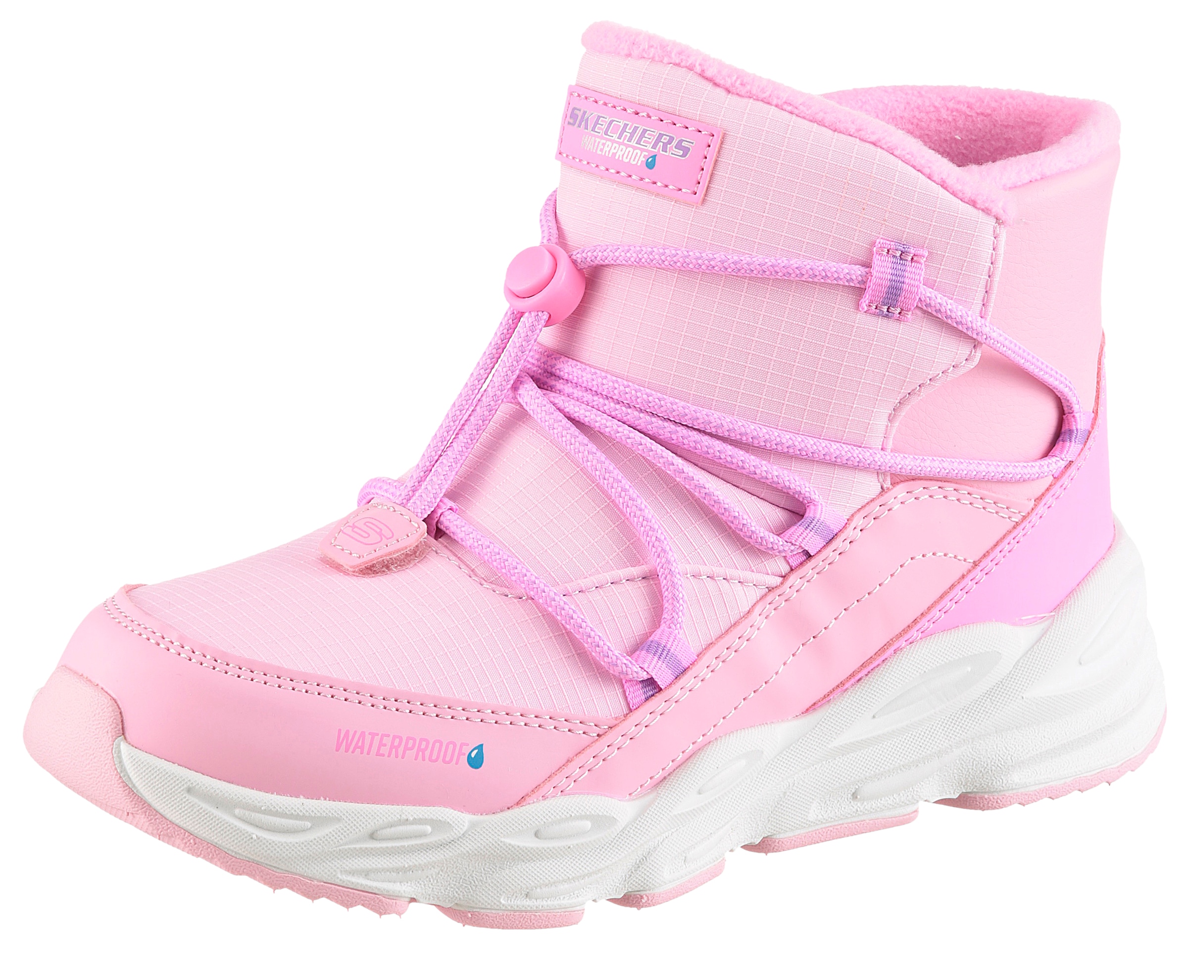 Schlupfboots SKECHERS "TURBO TREAD", Mädchen, Gr. 37, rosa (hellrosa, kombiniert), Lederimitat, Textil, kontrastfarbene Details, Schuhe Schlupfboots, Winterboots mit Gummizug, Größenschablone zum Download