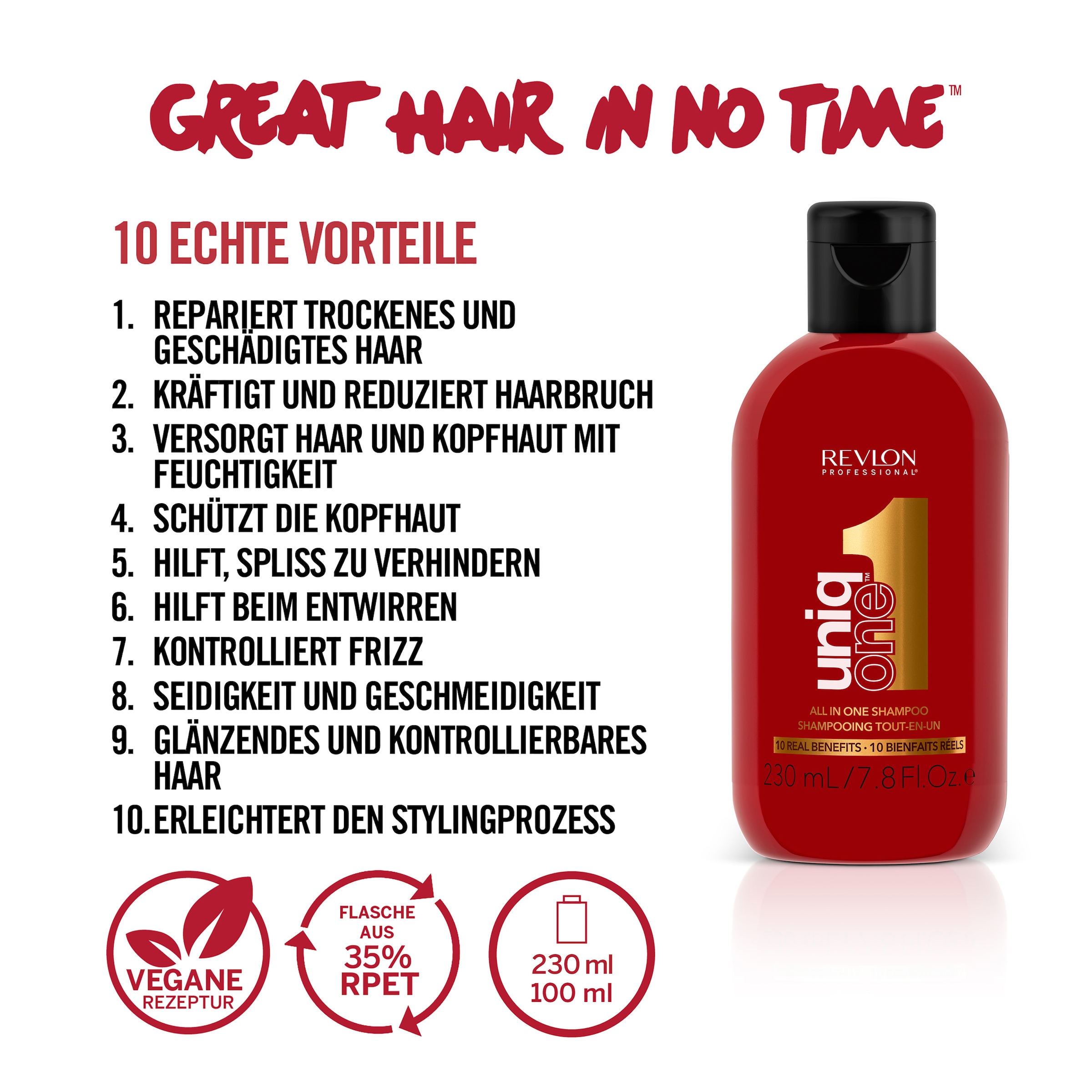 REVLON PROFESSIONAL Haarshampoo »UniqOne Shampoo« UniqOne Shampoo, für Haar und Kopfhaut, mit Panthenol, 230 ml Inhalt