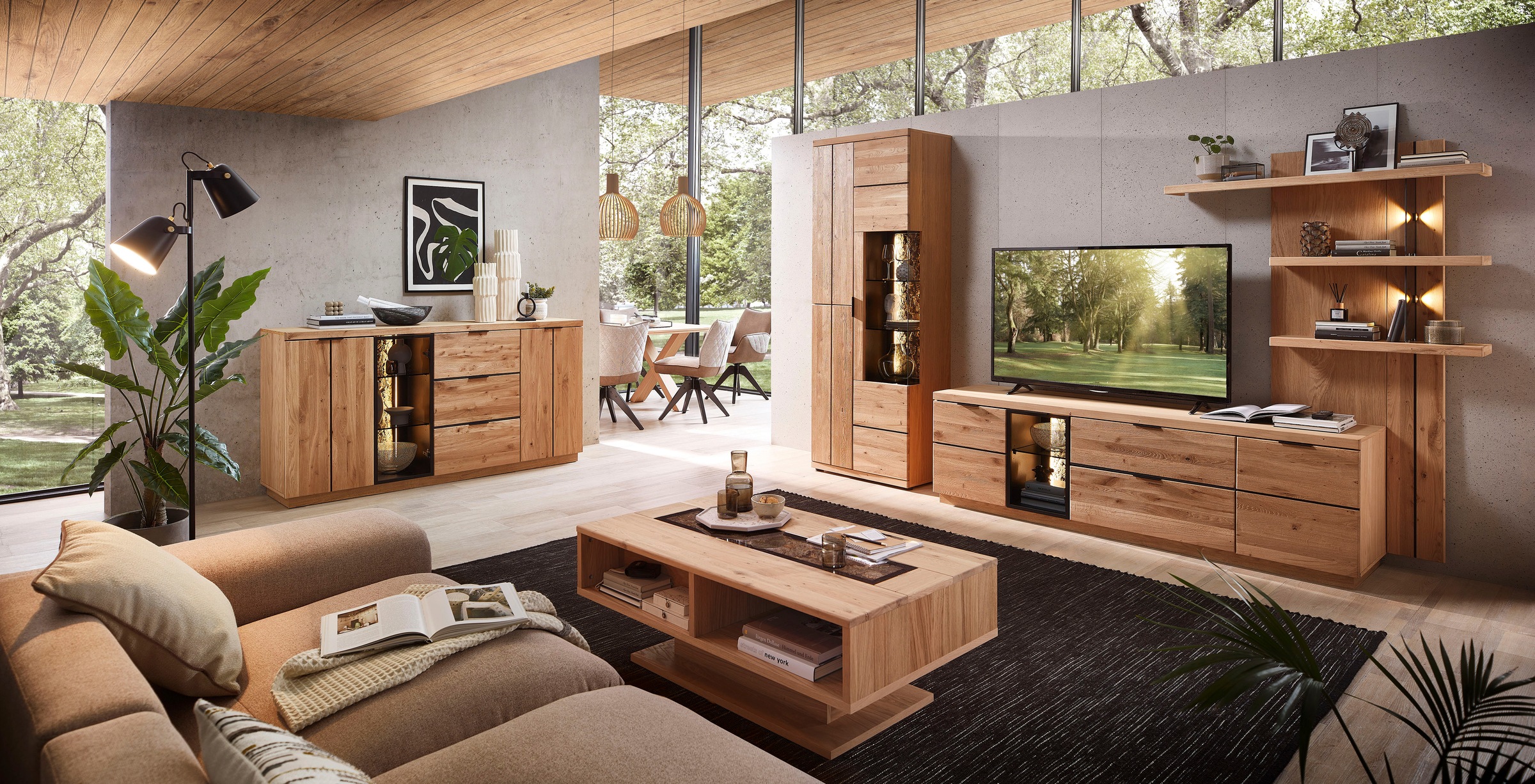 Innostyle Wohnwand »Donna Wohnwand, 310x207x50 (BxHxT) Echtkork Absetzung« 3 Stk. tlg.