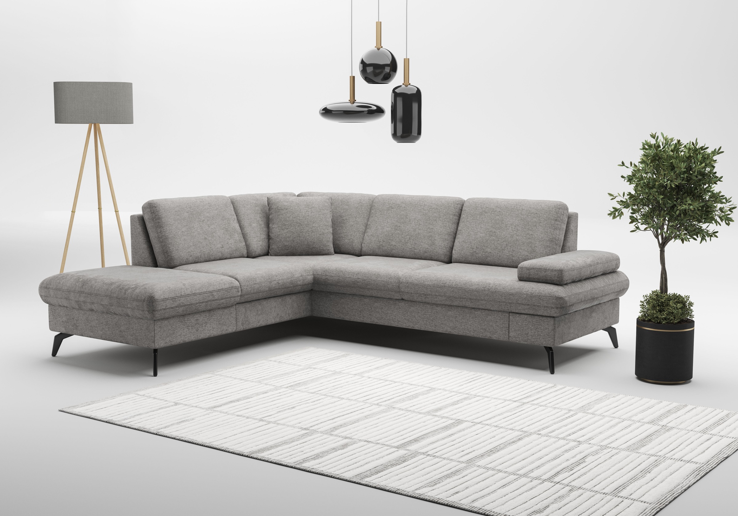 sit&more Ecksofa »Morris Jubi L-Form«, inkl. Armteilfunktion und 1 Zierkissen, wahlweise mit Bettfunktion