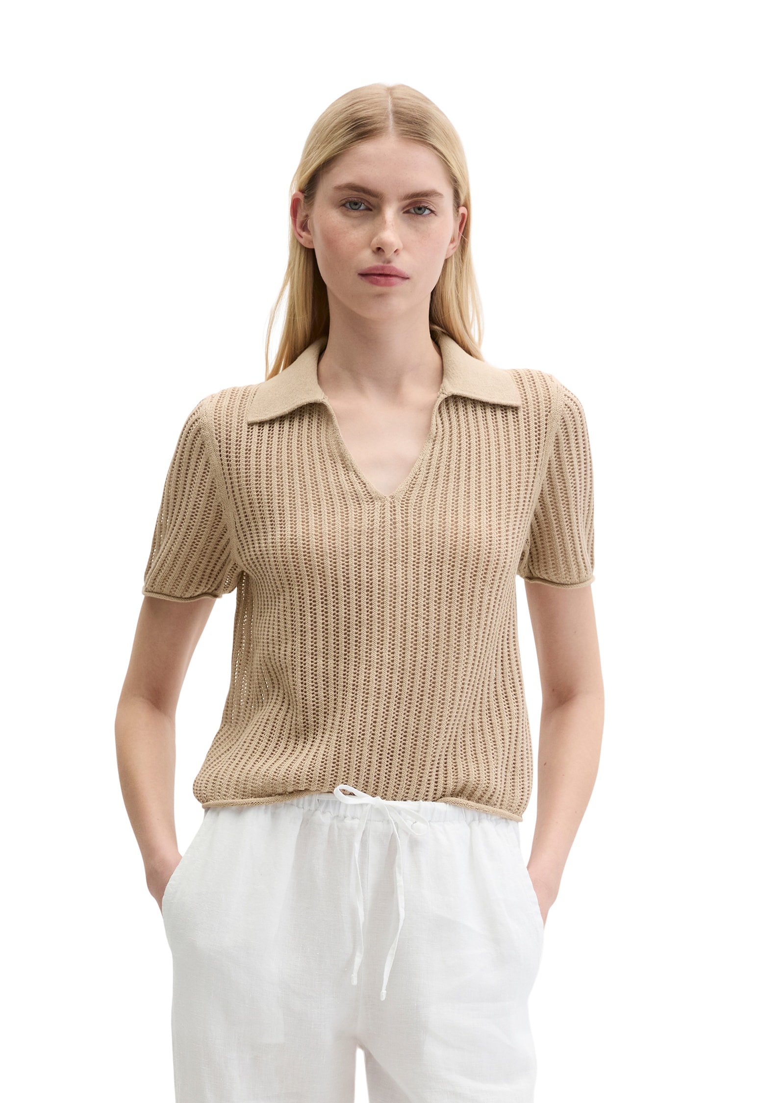 Marc OPolo Polokragenpullover "aus Bio-Baumwolle-Leinen-Mix"