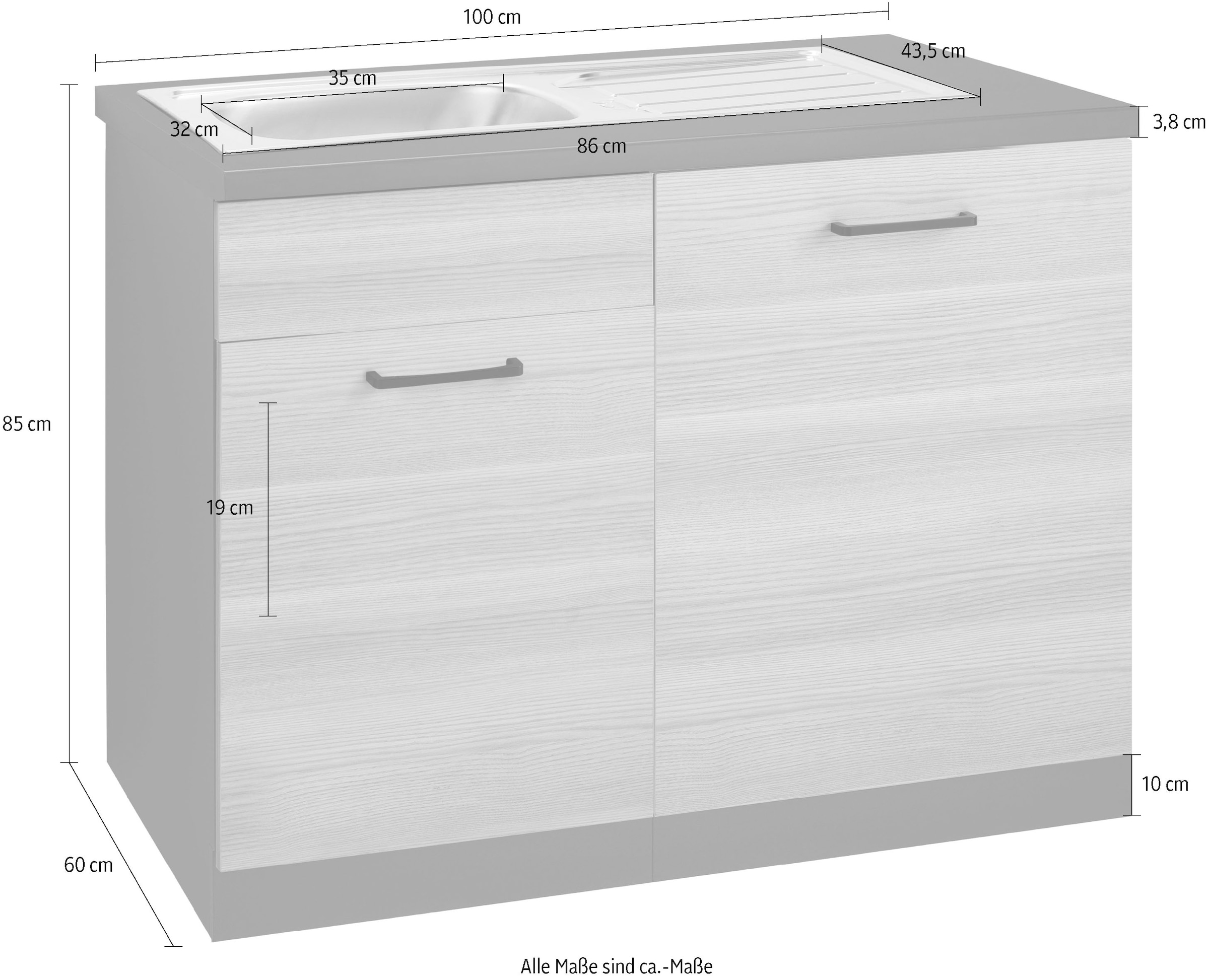 bestellen »Esbo«, Tür/Sockel Geschirrspüler wiho BAUR inkl. für Spülenschrank breit, | Küchen cm 110