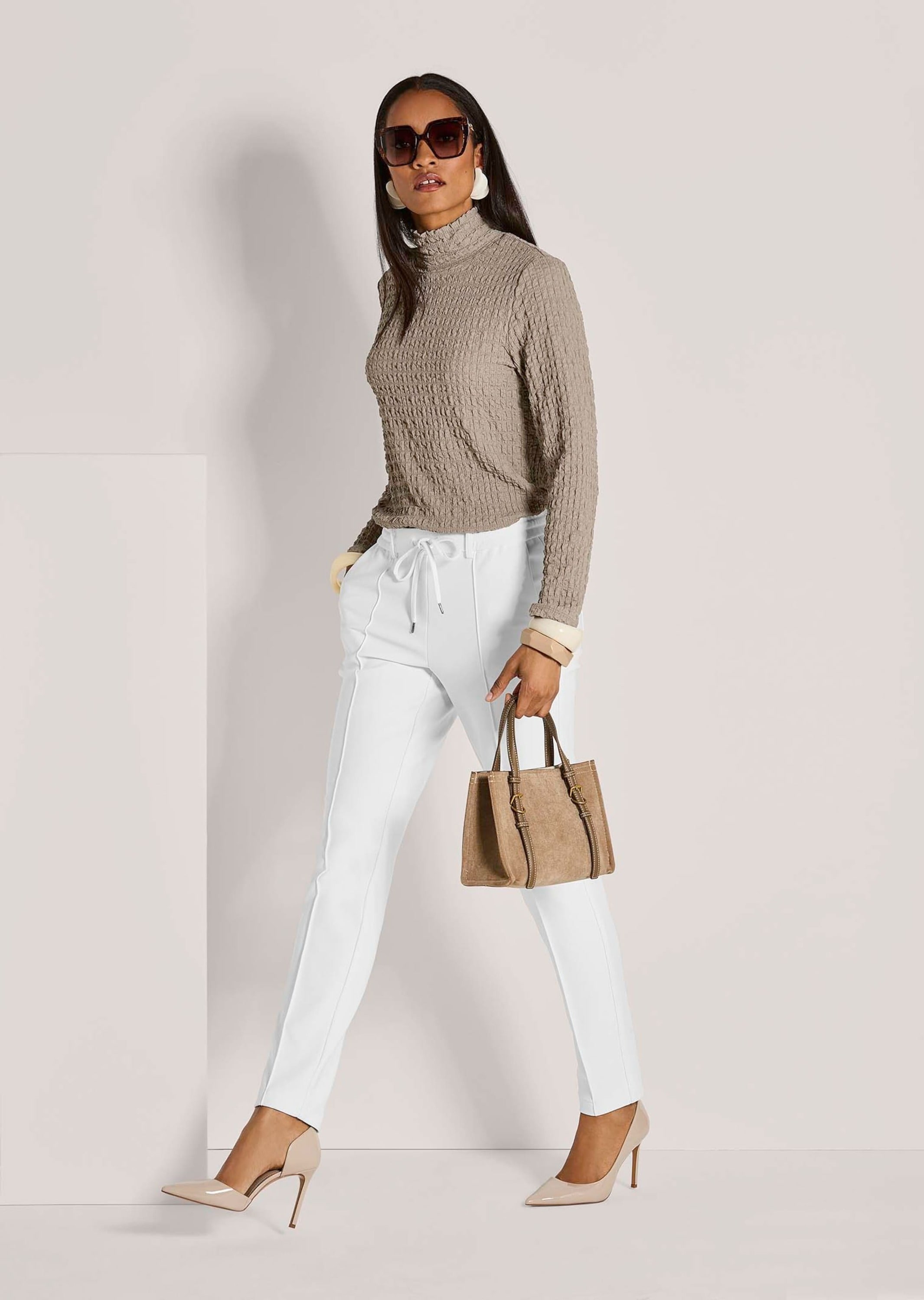 MADELEINE Langarmshirt »Jerseybluse Elegantes Oberteil mit Stehkragen«