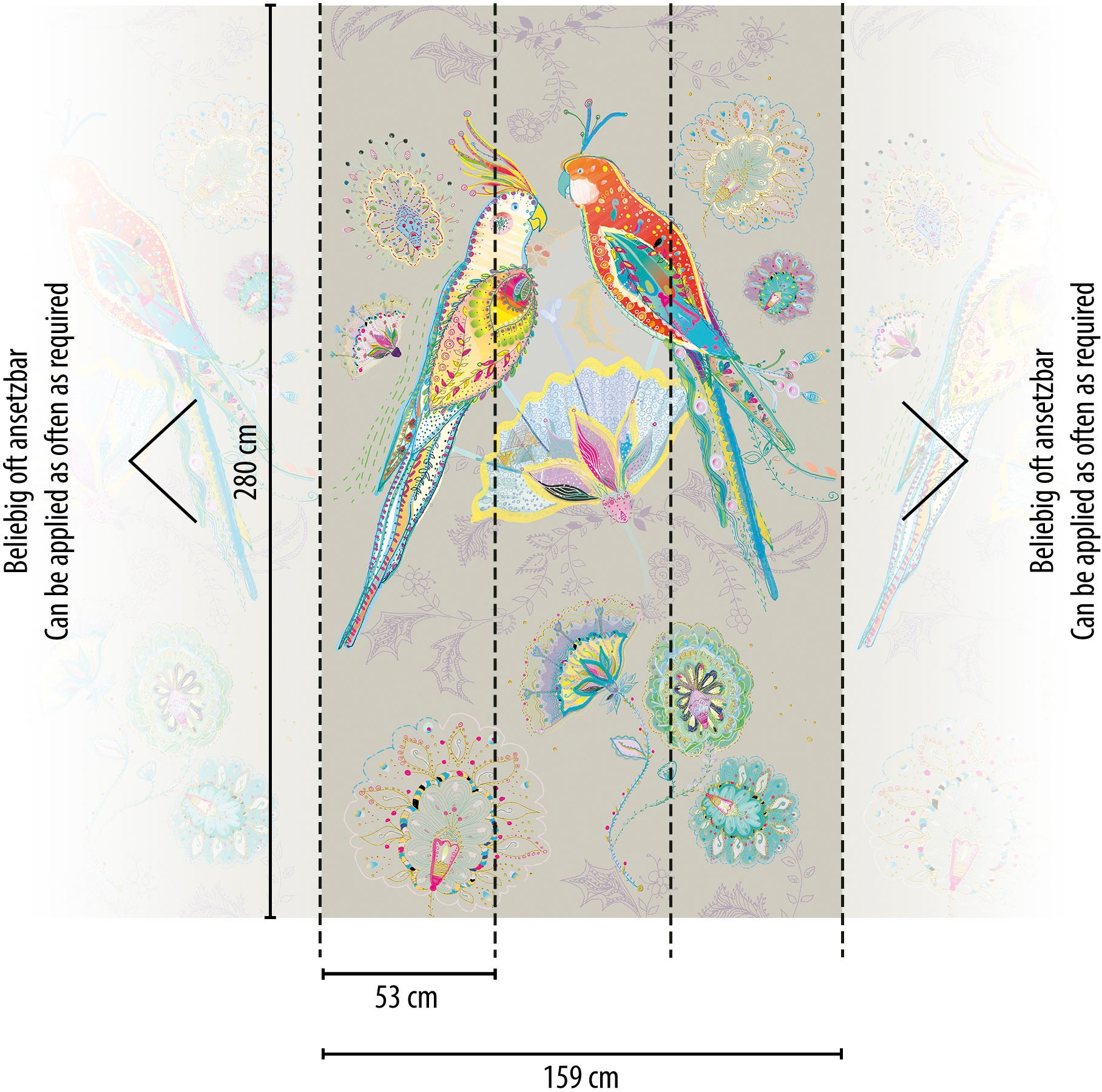 living walls Vliestapete »House of Turnowsky Fototapete Blumen« gemustert | matt | neutral glatt Vogeltapete Floral Tapeten Wohnzimmer Schlafzimmer Küche Design Optik