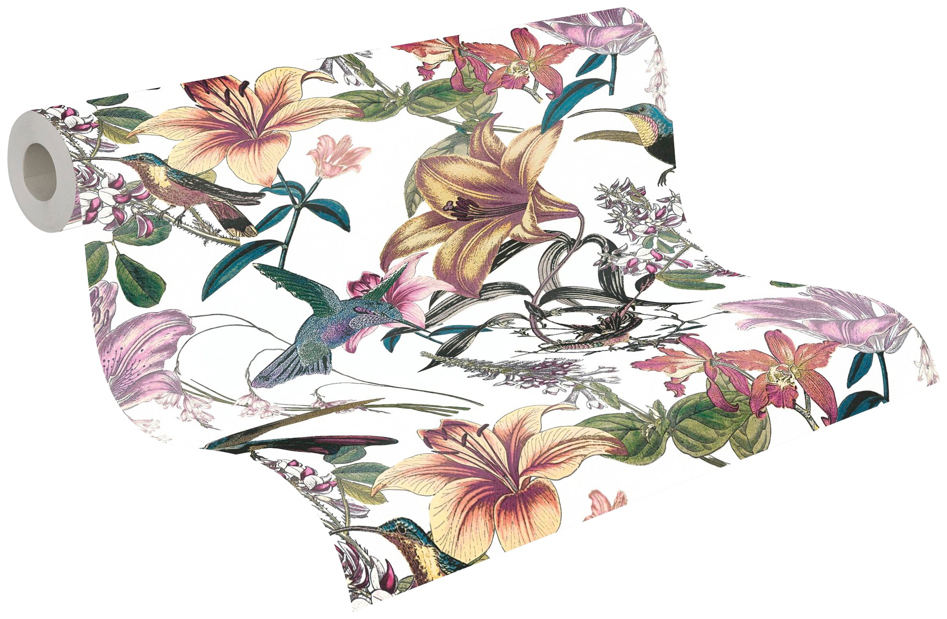 Architects Paper Vliestapete »Jungle Chic«, floral-botanisch-tropisch, Vogeltapete Tapete Blumen Tapeten Wohnzimmer Schlafzimmer Küche Design