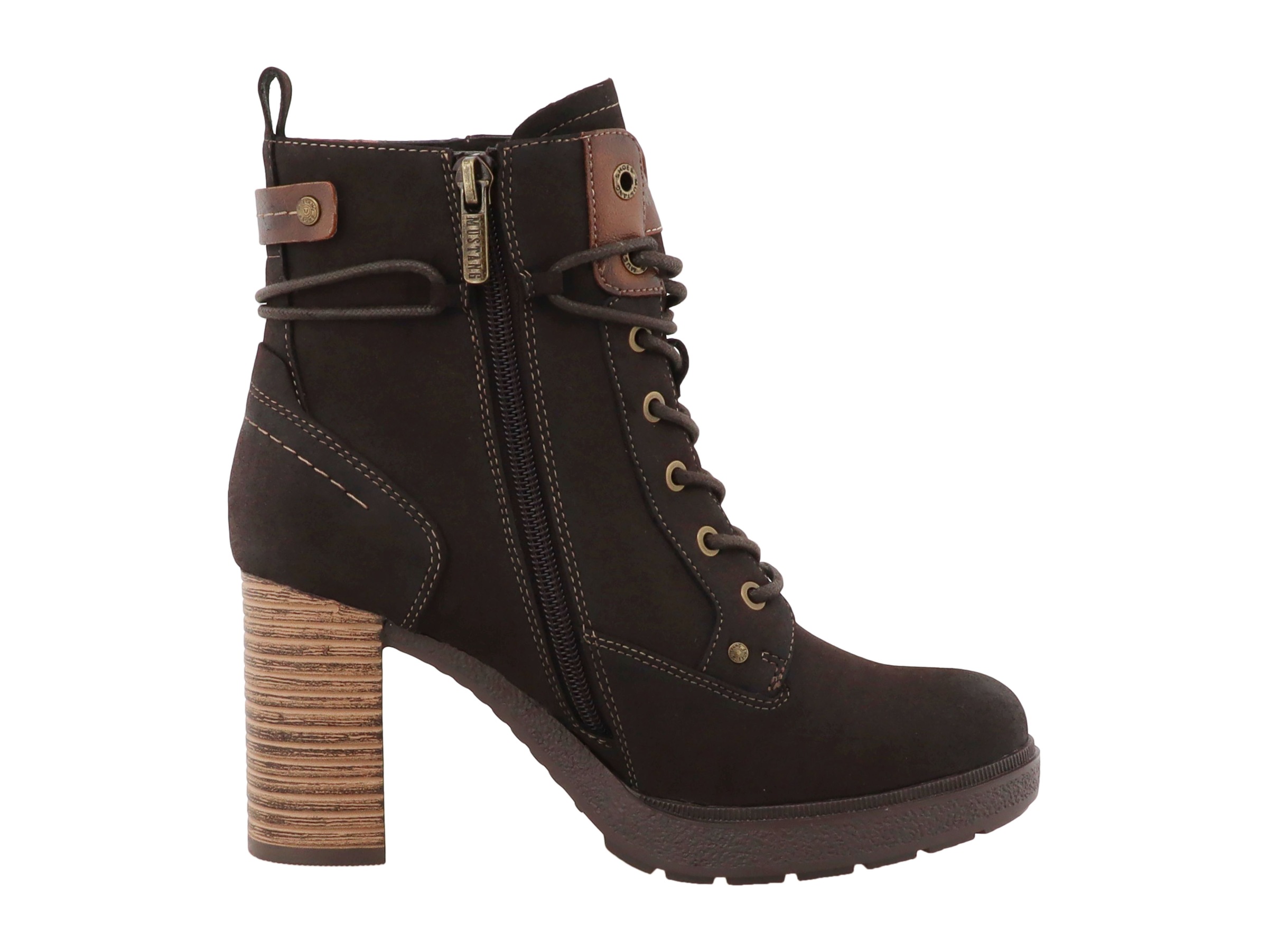 Mustang Shoes Winterstiefelette »Stiefel«  Blockabsatz, Schnürboots mit Zierrießverschluss und Kontrastnaht