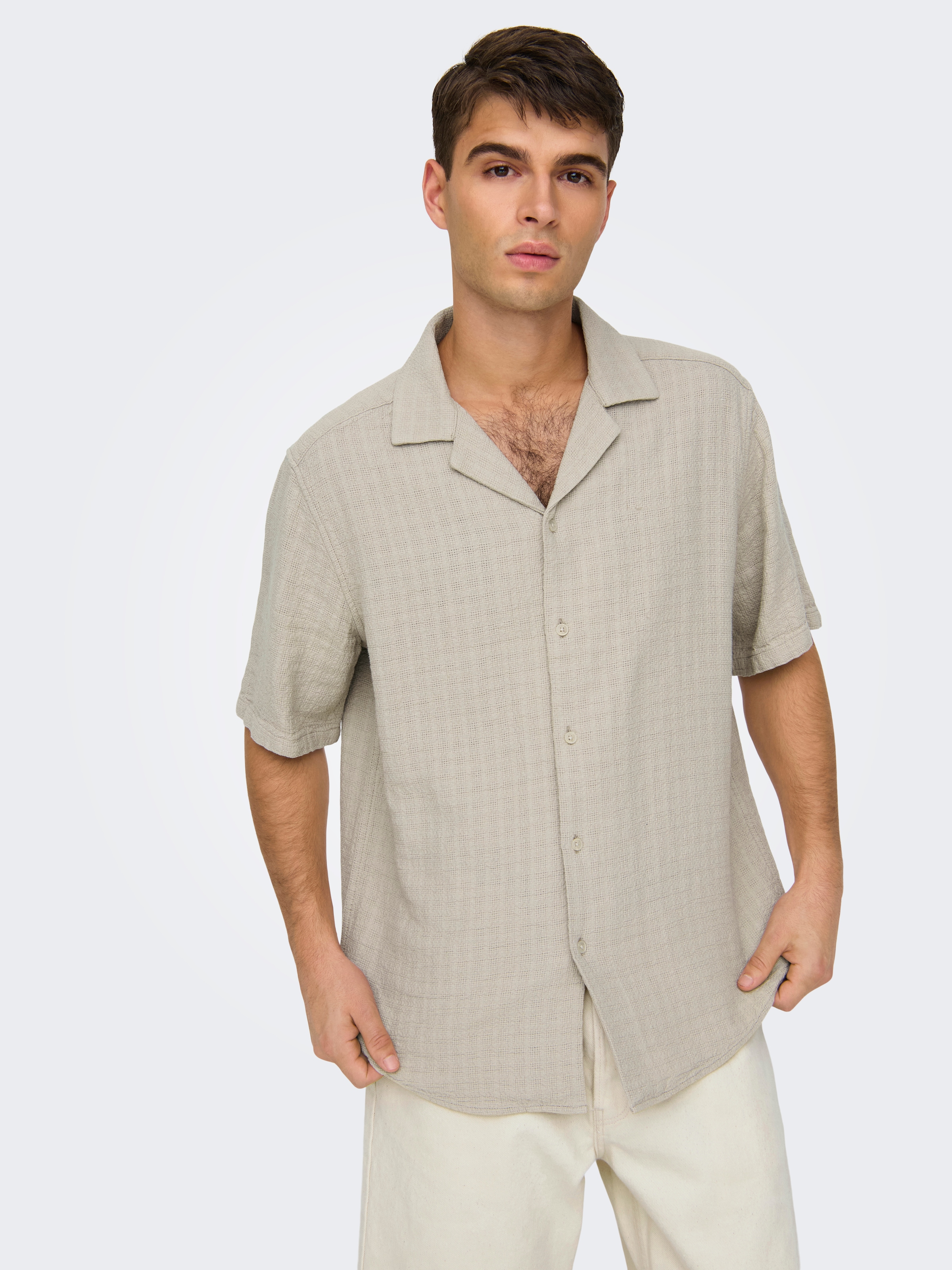 ONLY & SONS marškiniai trumpom rankovėm »ONSLATHAM RLXSS RESORT LINEN STRUC 0257«