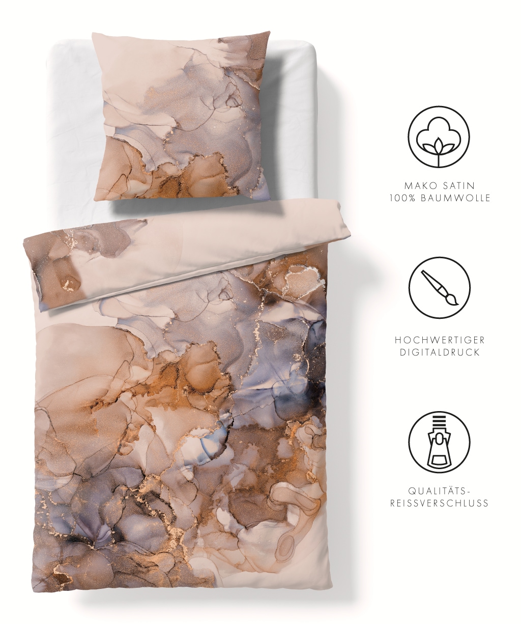 fleuresse Bettwäsche »Bed Art S«, Mako Satin 100% Baumwolle mit Reißverschluss