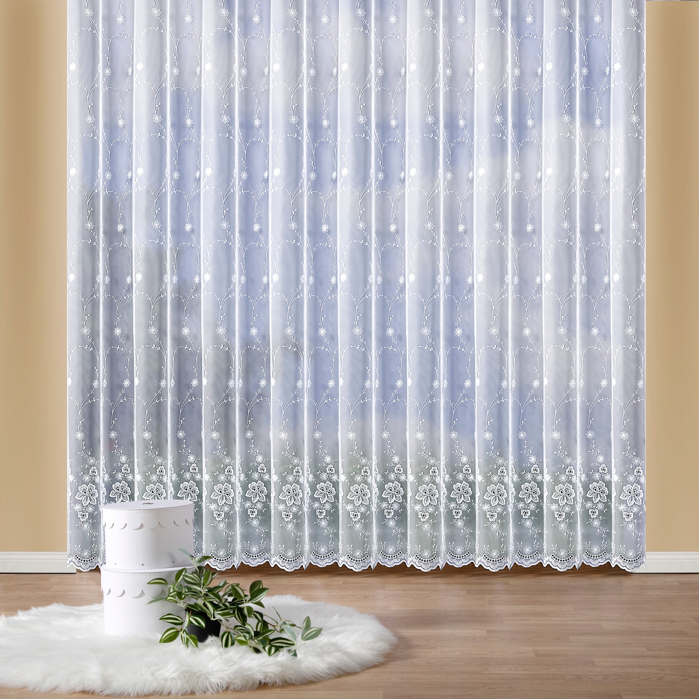 Weckbrodt Gardine "Isabella" Kräuselband 1 Stk. tlg. echte Stickerei, Flore günstig online kaufen