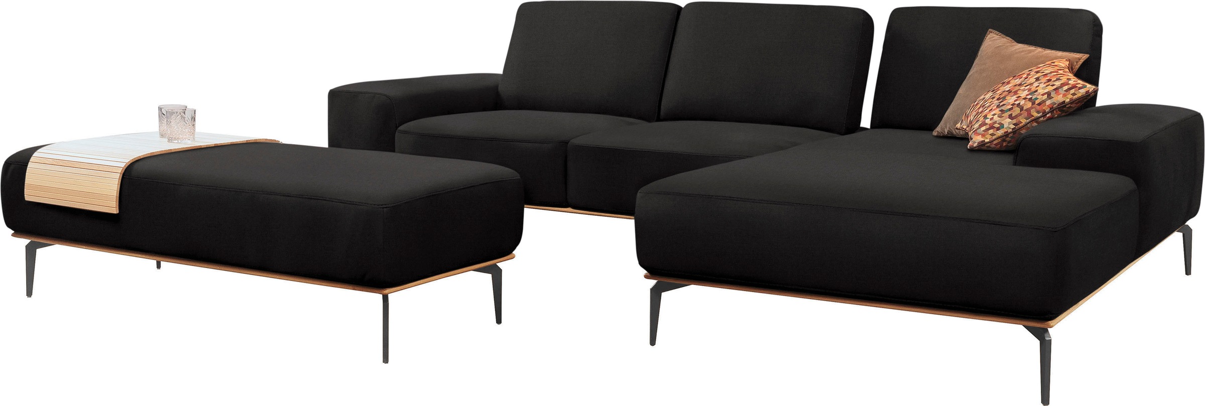Thumbnail - W.SCHILLIG Ecksofa "run, Designsofa mit tollem Sitzkomfort, bequem, L-Form" mit Holzsockel, Füße in Schwarz pulverbeschi...